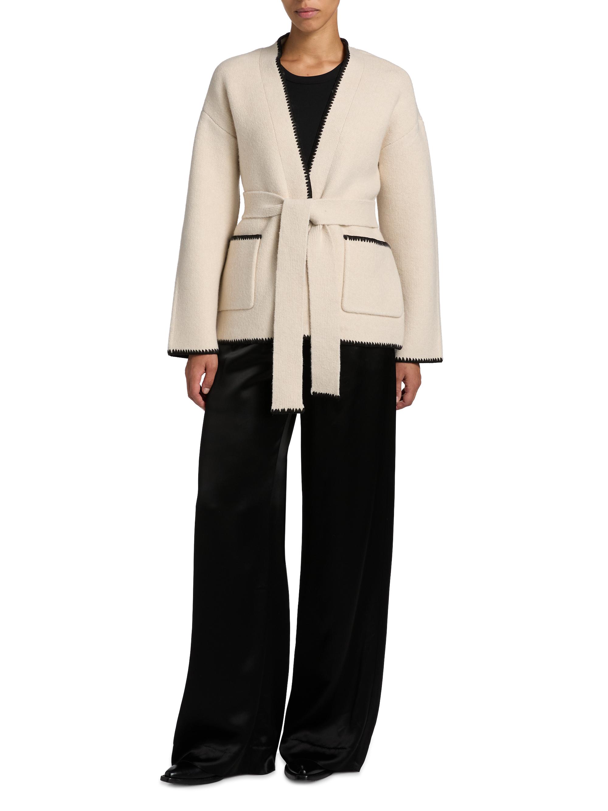 Round Neck Tie Front Long Sleeve Cardigan