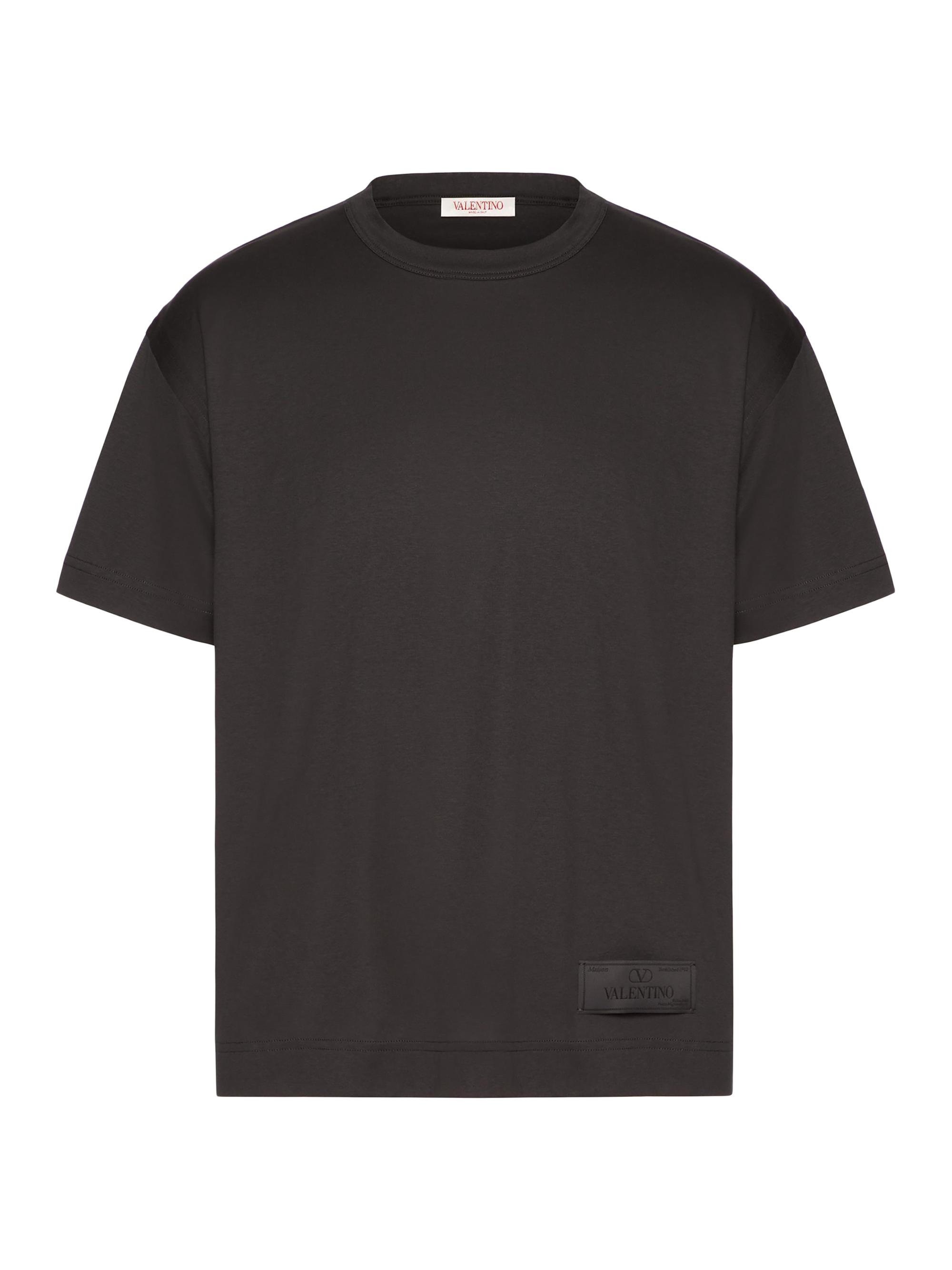 Valentino Garavani Cotton T-Shirt with Metallic V Detail