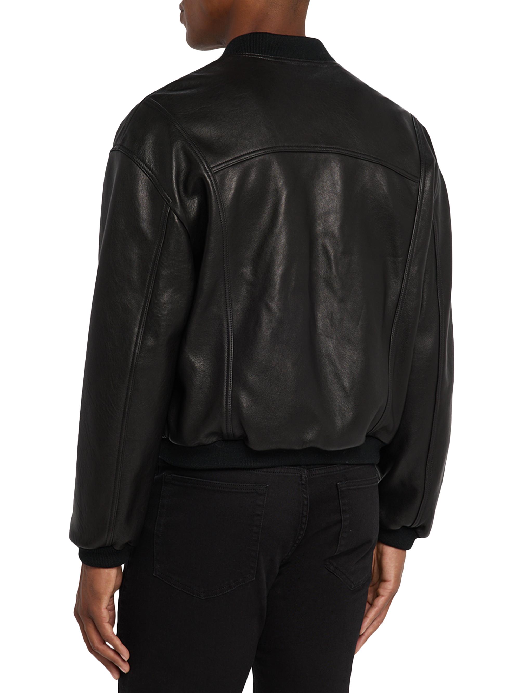 FRAME Zip-Front Leather Bomber Jacket | Saks Fifth Avenue