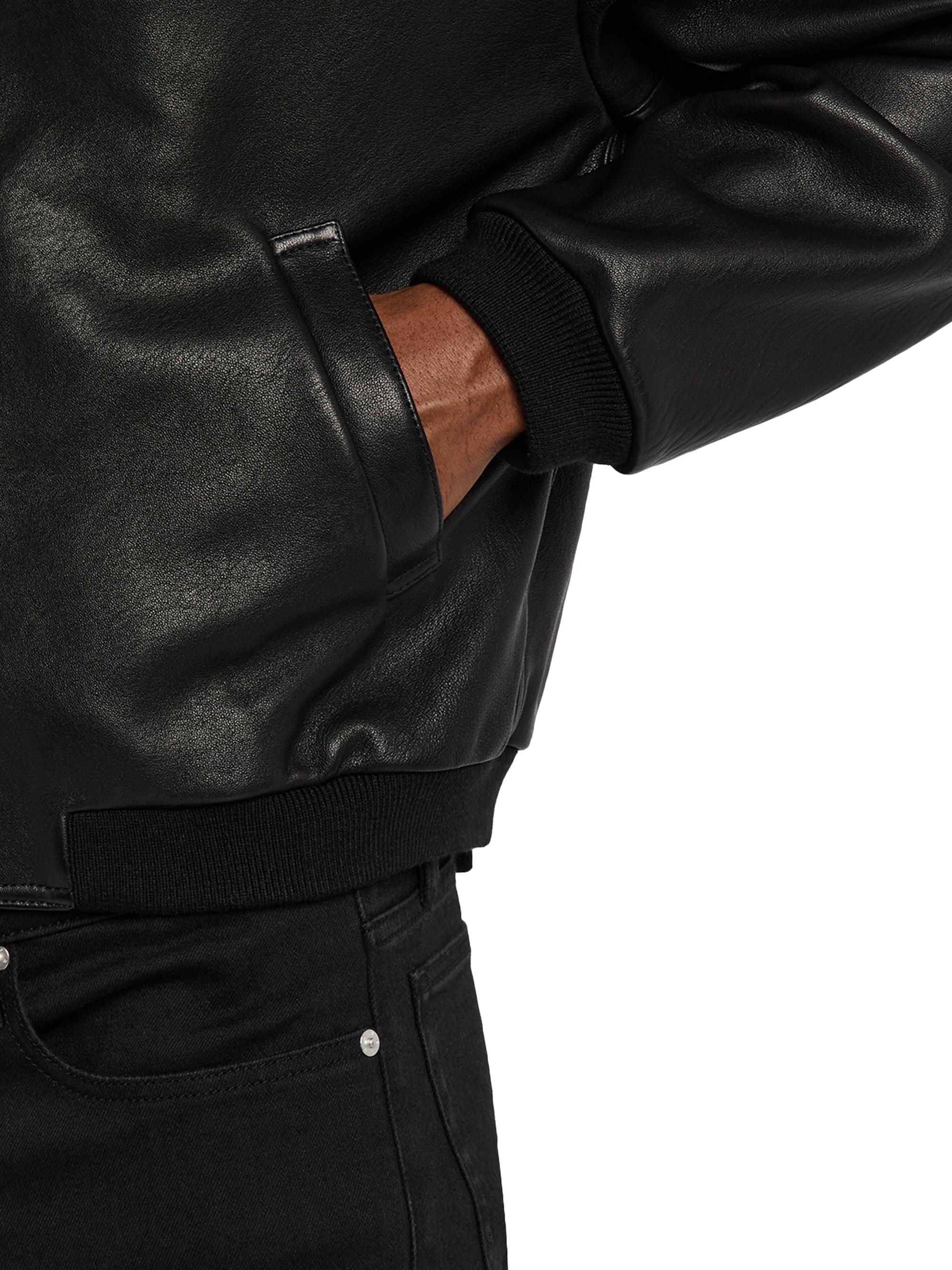 FRAME Zip-Front Leather Bomber Jacket | Saks Fifth Avenue