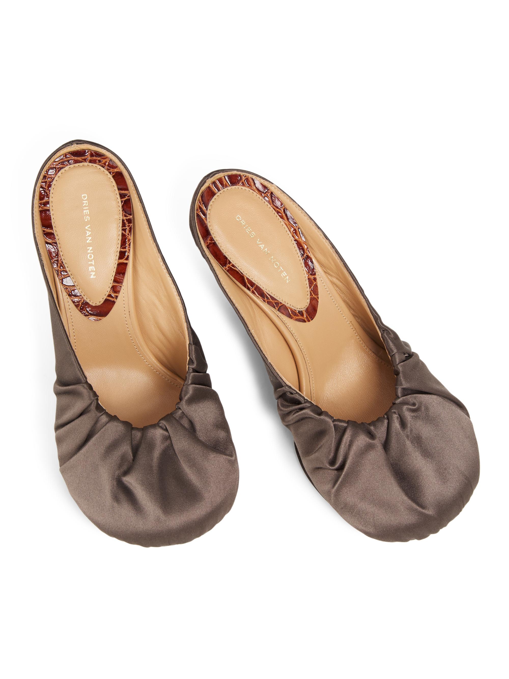 Dries Van Noten Ruched 90MM Satin Mules | Saks Fifth Avenue