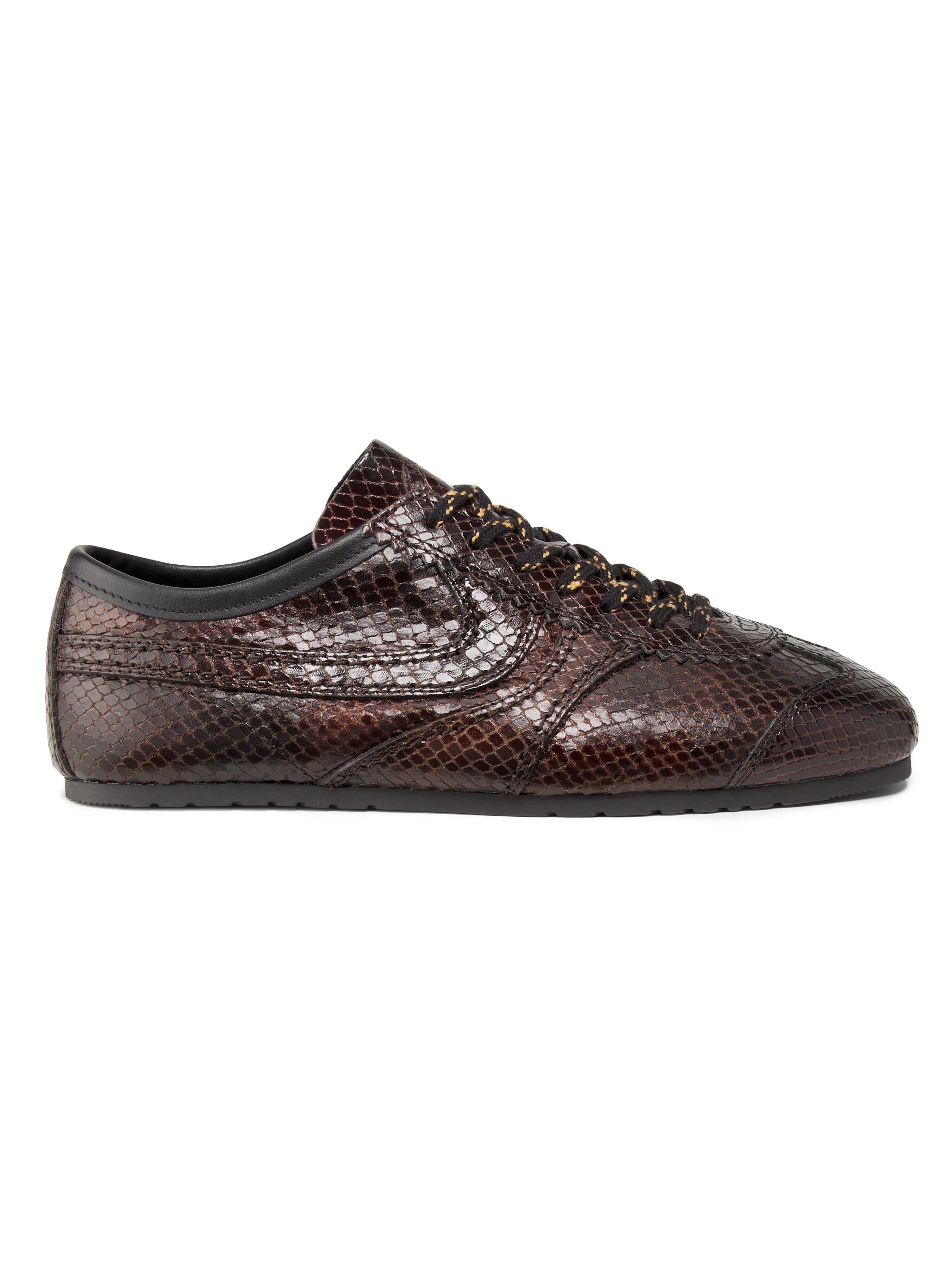 Dries Van Noten Women's Snake-Embossed Leather Sneakers - Dark Brown