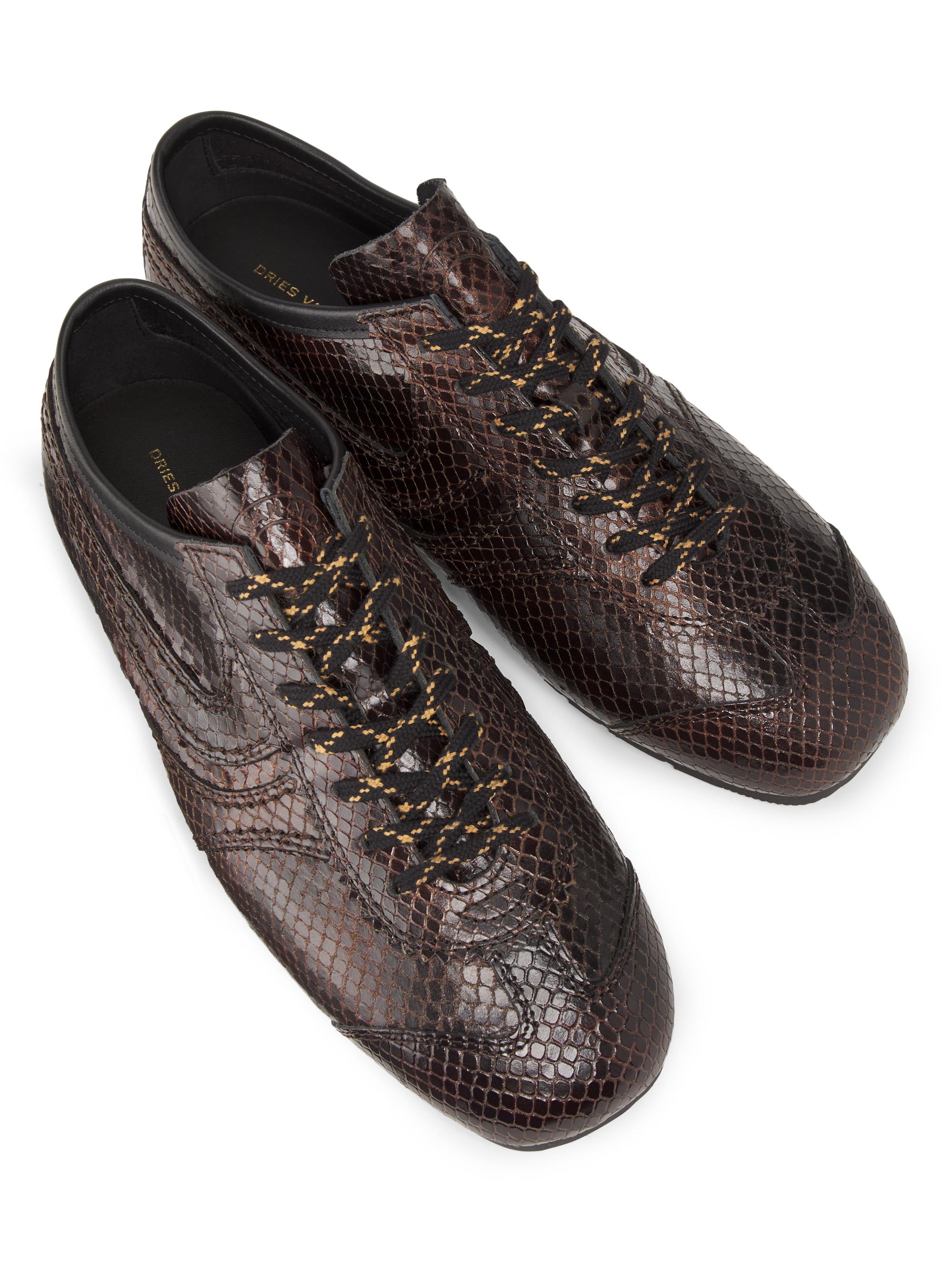 Dries Van Noten Snake-Embossed Leather Sneakers | Saks Fifth Avenue