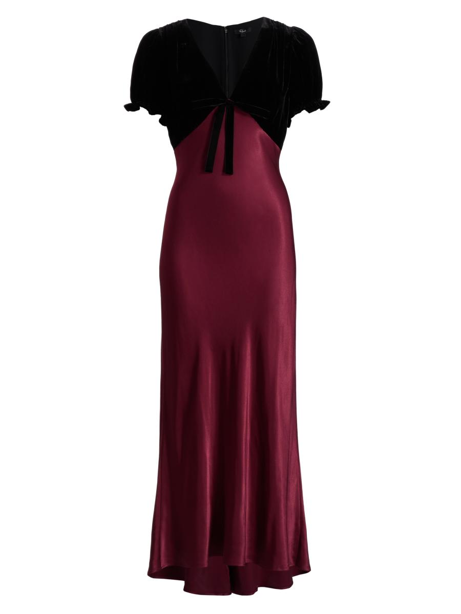 Rails Dory Velvet Shrug Satin Dress - Garnet
