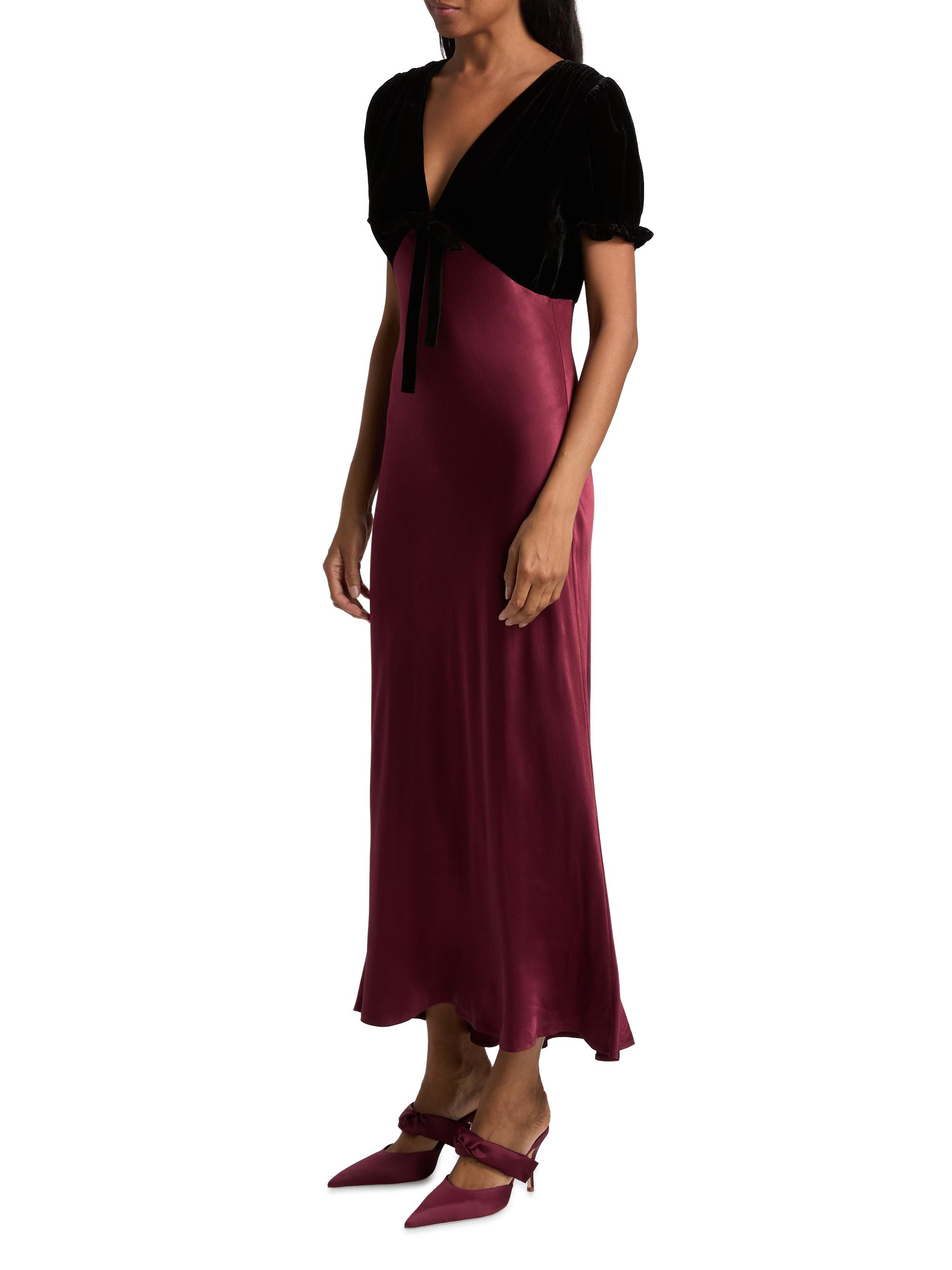 Rails Dory Velvet Shrug Satin Dress - Garnet