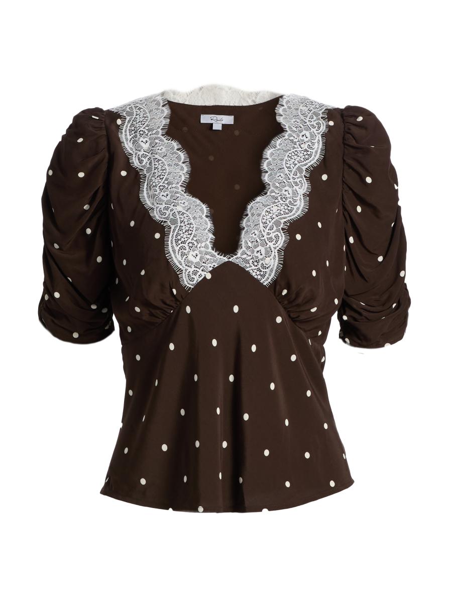 Rails Lazara Lace-Trim Polka Dot Blouse | Saks Fifth Avenue