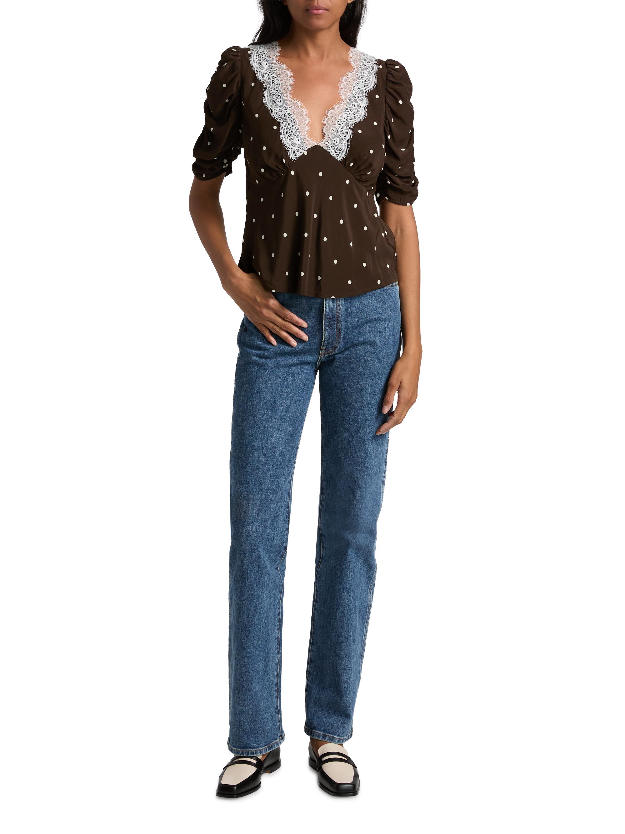Rails Lazara Lace-Trim Polka Dot Blouse | Saks Fifth Avenue