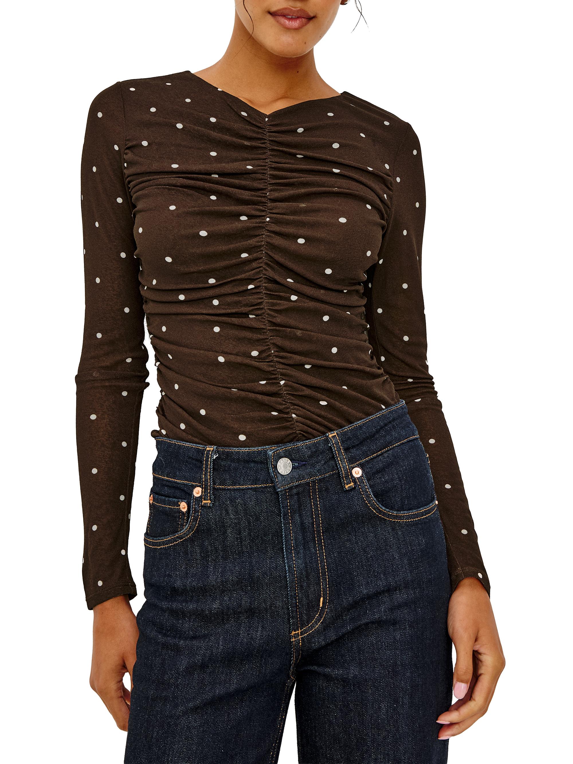 Rails Women's Georgina Polka Dot Ruched Top - Cocoa Polka Dots