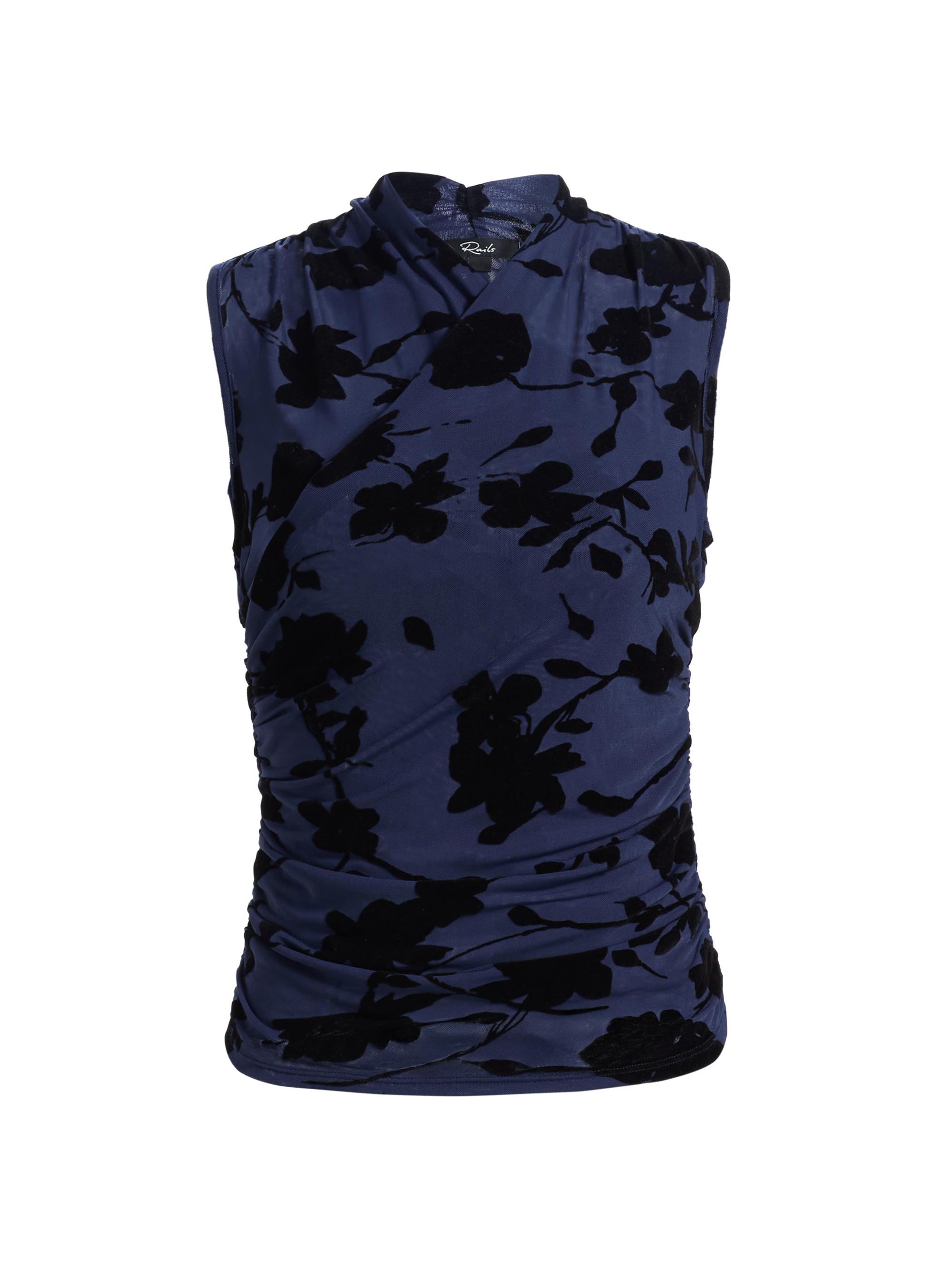 Rails Women's Lauris Floral Ruched Top - Navy Tossed Roses