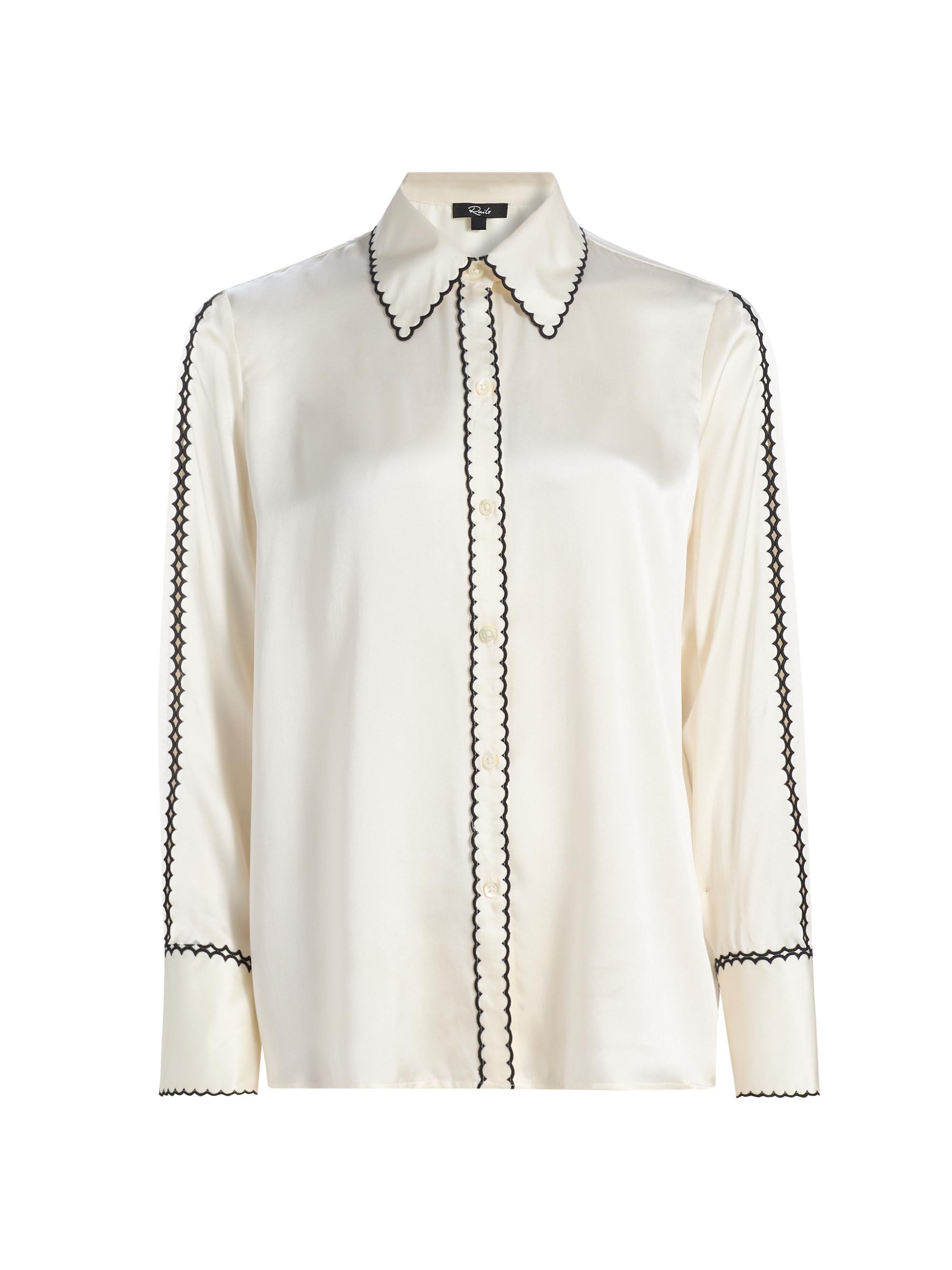 Rails Women's Aloise Scalloped-Trim Silk Top -