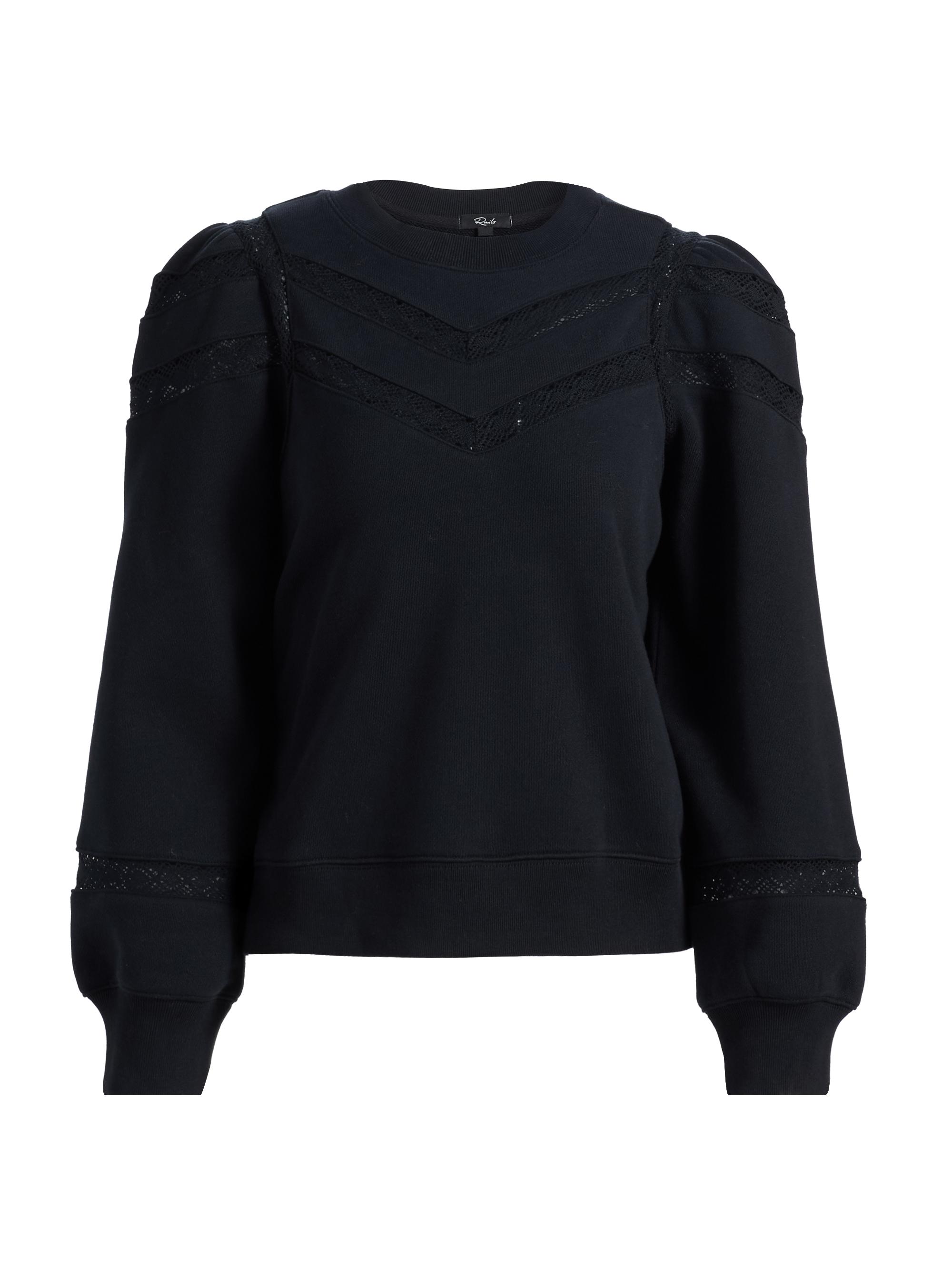 Rails Women's Isles Lace-Panel Cotton Sweatshirt - Black