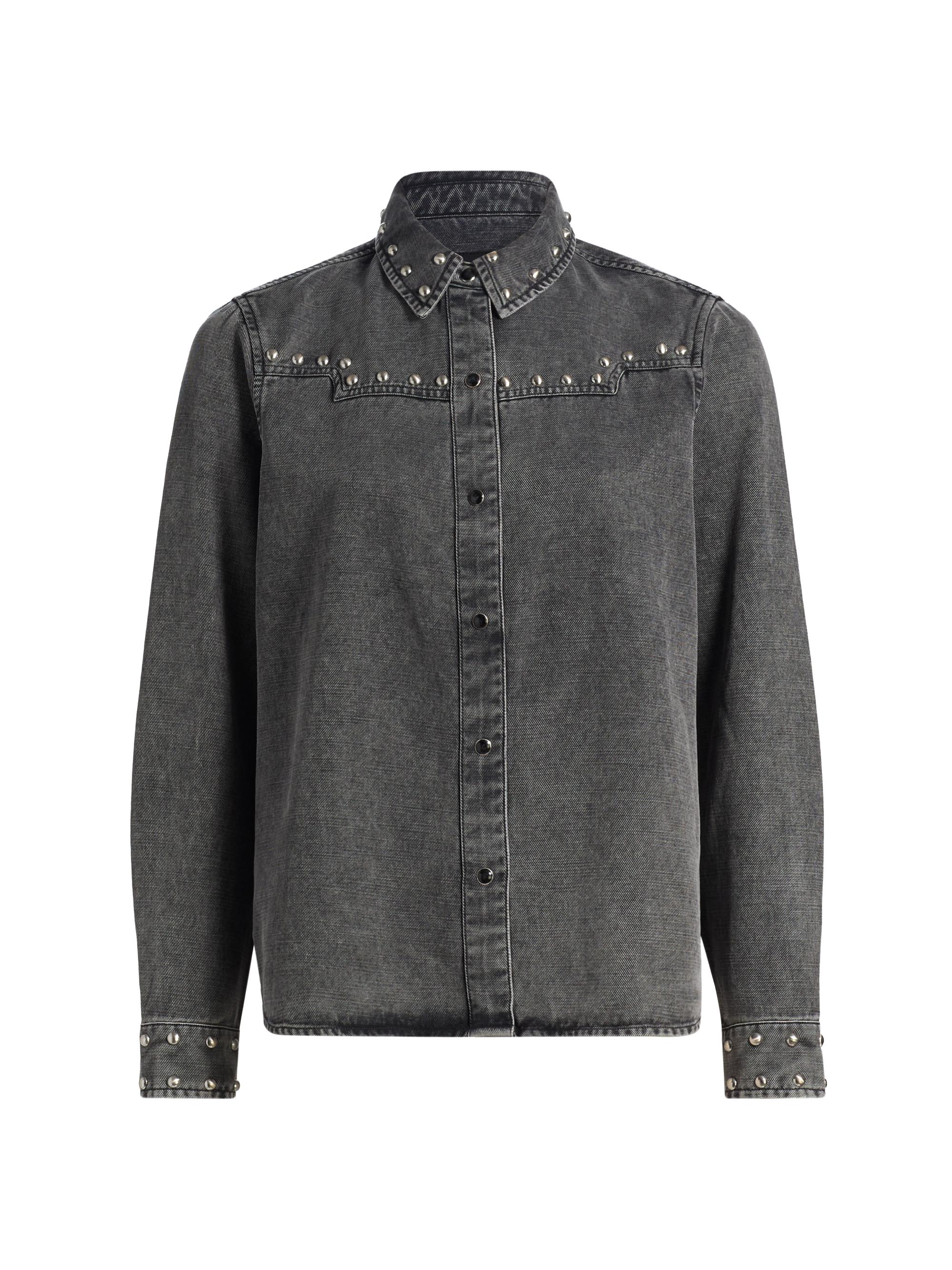 Rails Women's Vinea Studded Point-Collar Denim Shirt - Black
