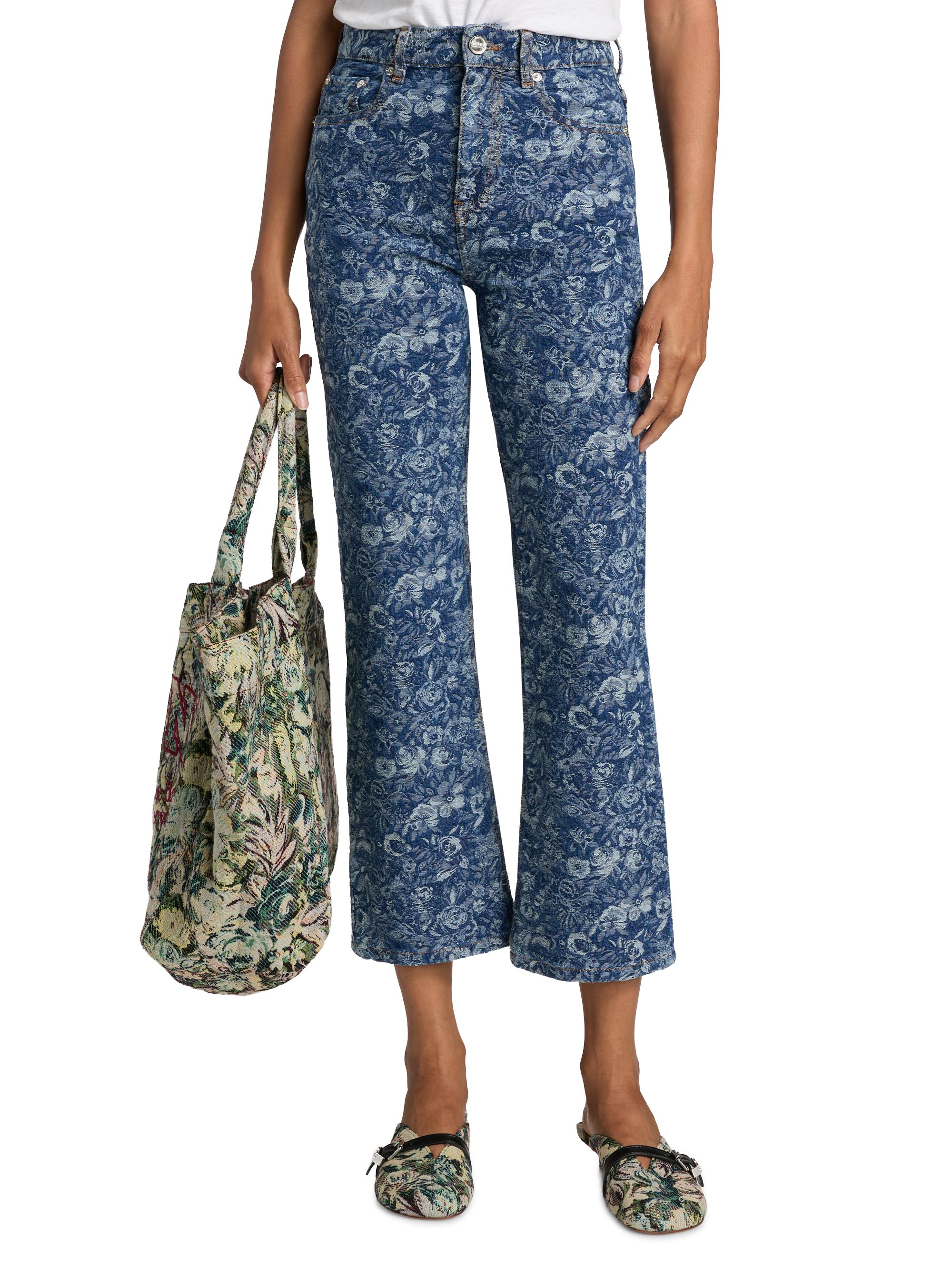 Ganni Betzy Tapestry Floral Crop Jeans | Saks Fifth Avenue