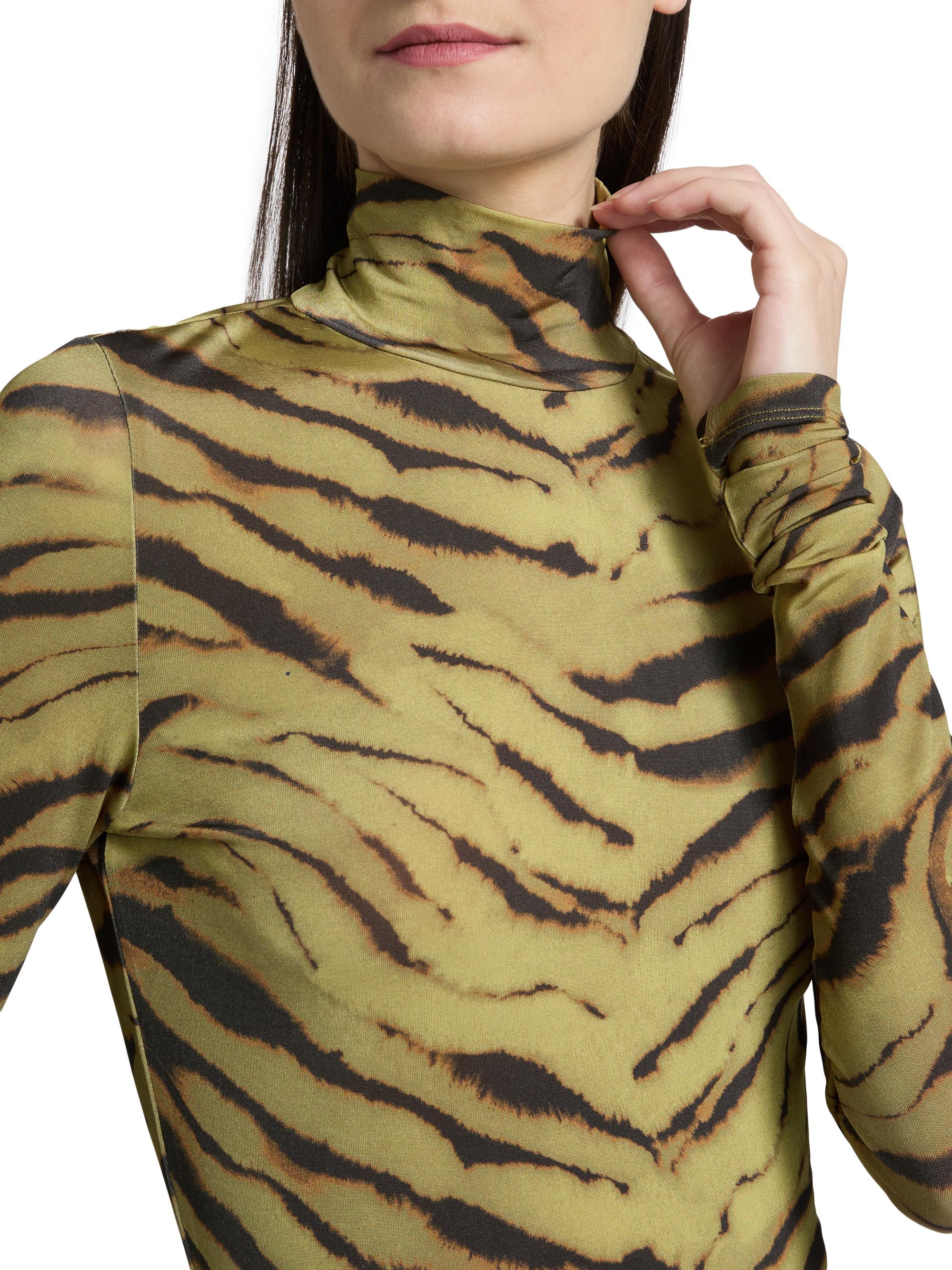 Ganni Tiger-Stripe Jersey Turtleneck Top | Saks Fifth Avenue