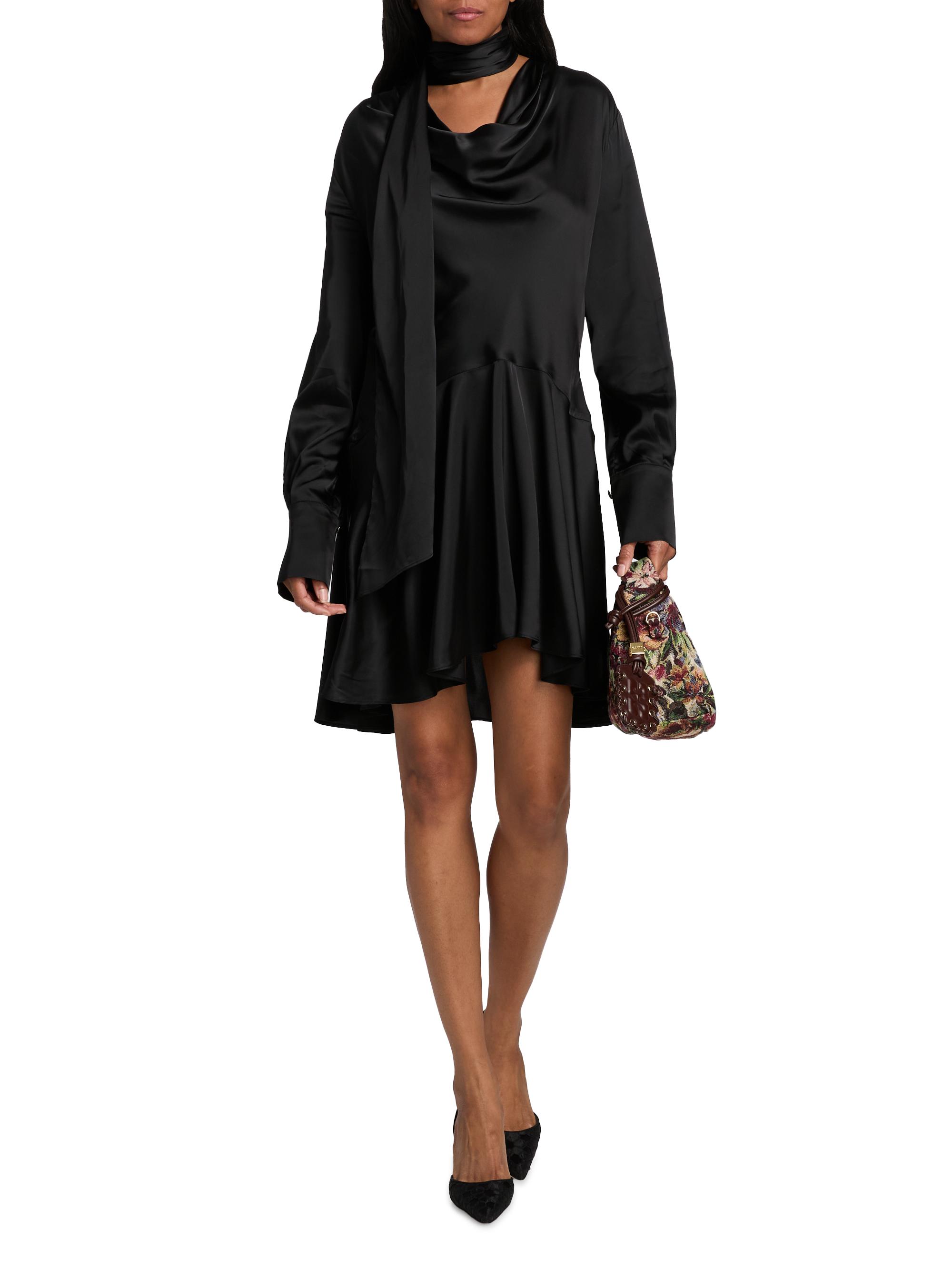 Ganni Stretch-Satin Cowlneck Midi-Dress | Saks Fifth Avenue