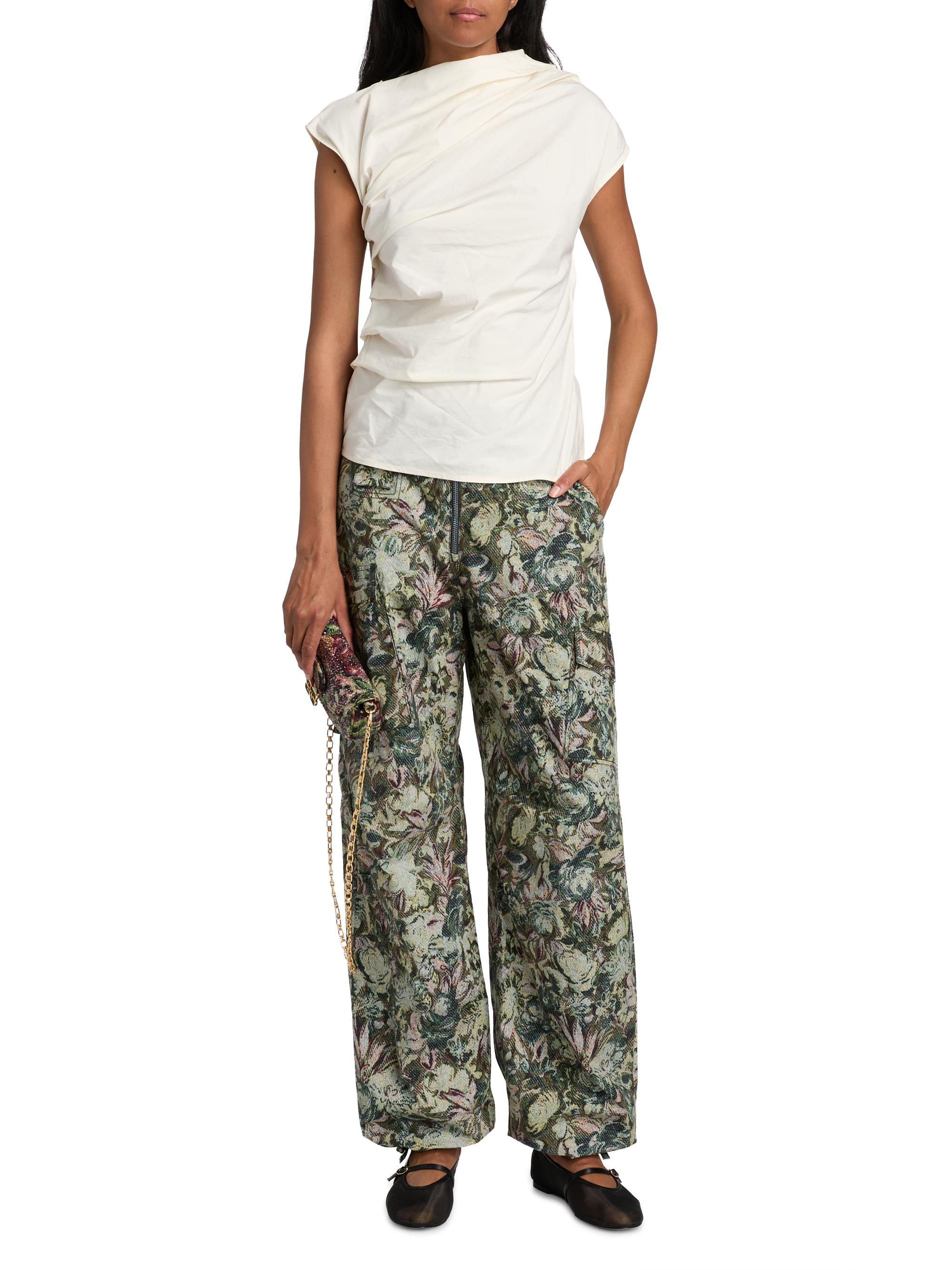 Ganni Floral Stretch Cotton Pants | Saks Fifth Avenue