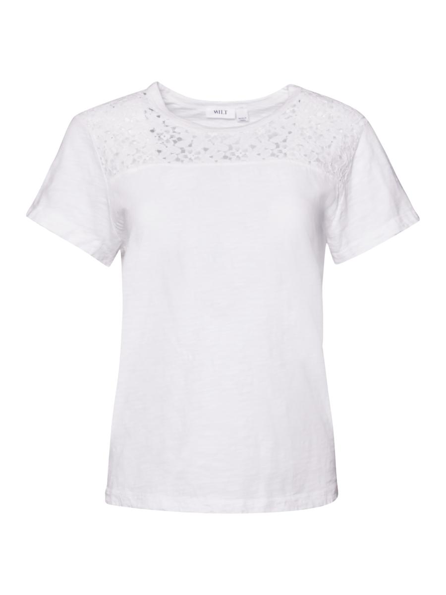 Wilt Women's Easy Crew Lace Yoke Tee In White
