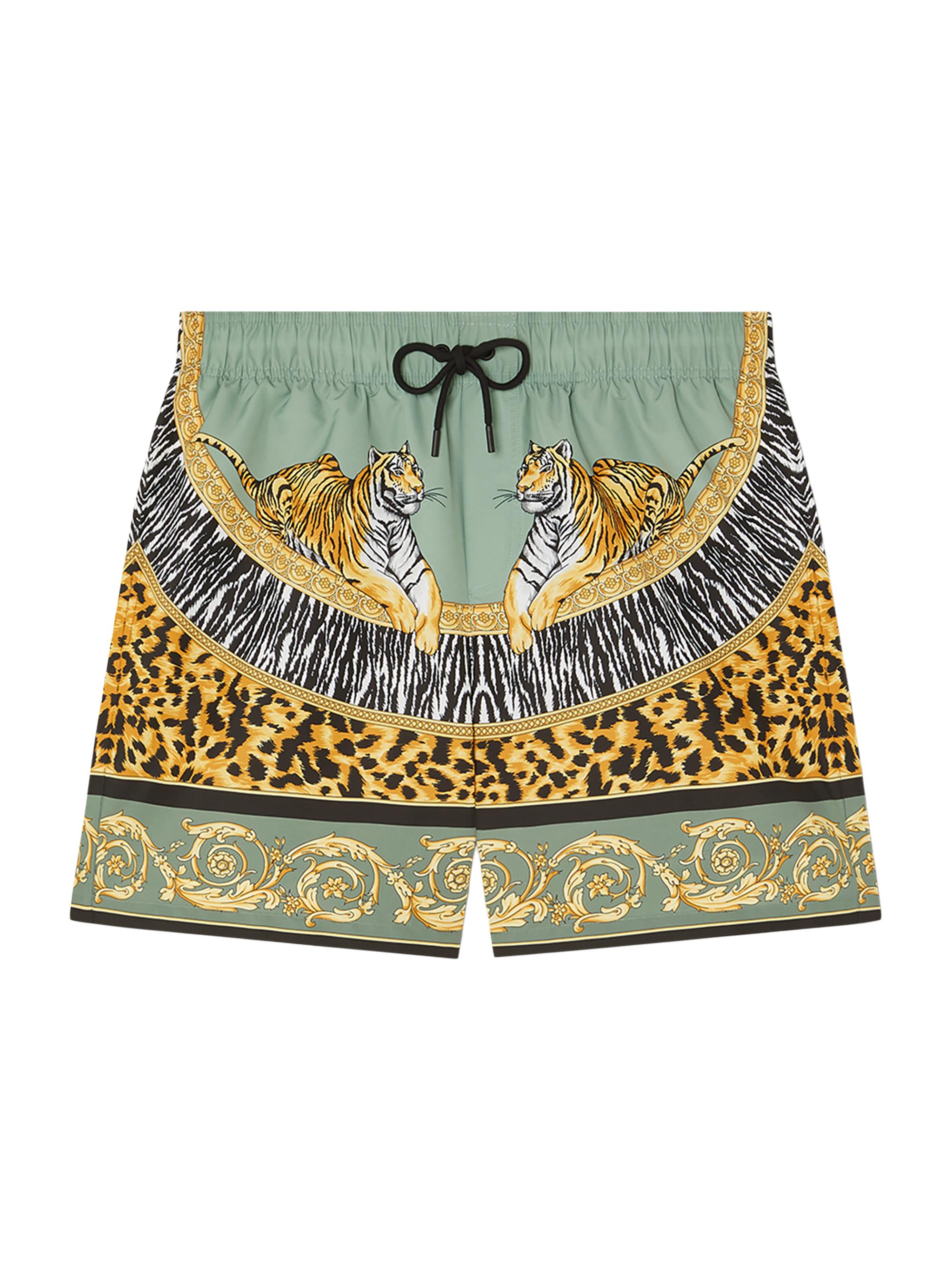 Versace Men's Wild Cats Swim Shorts - Green Black