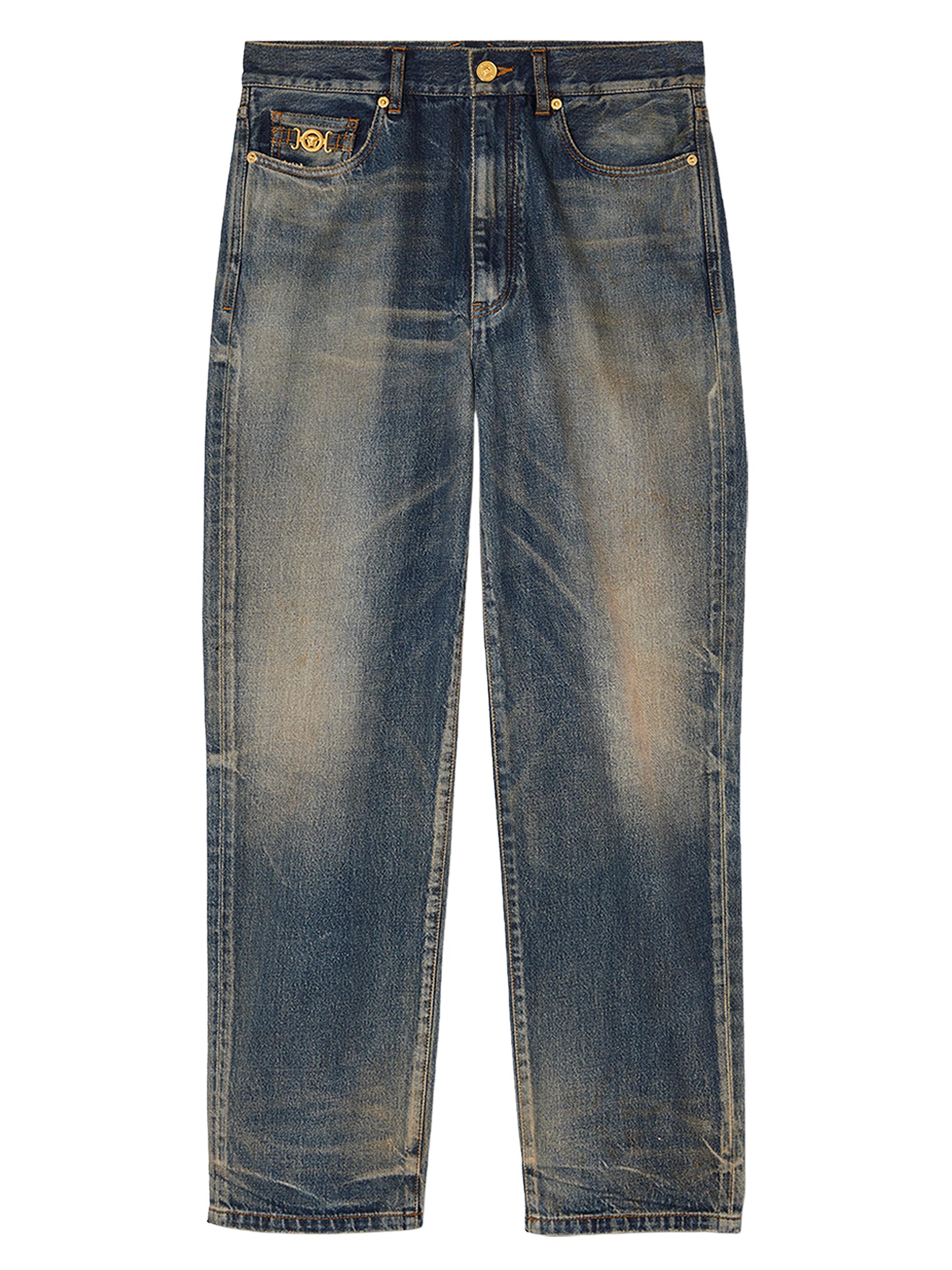 Versace Men's Stop Wash Straight-Fit Jeans - Medium Blue