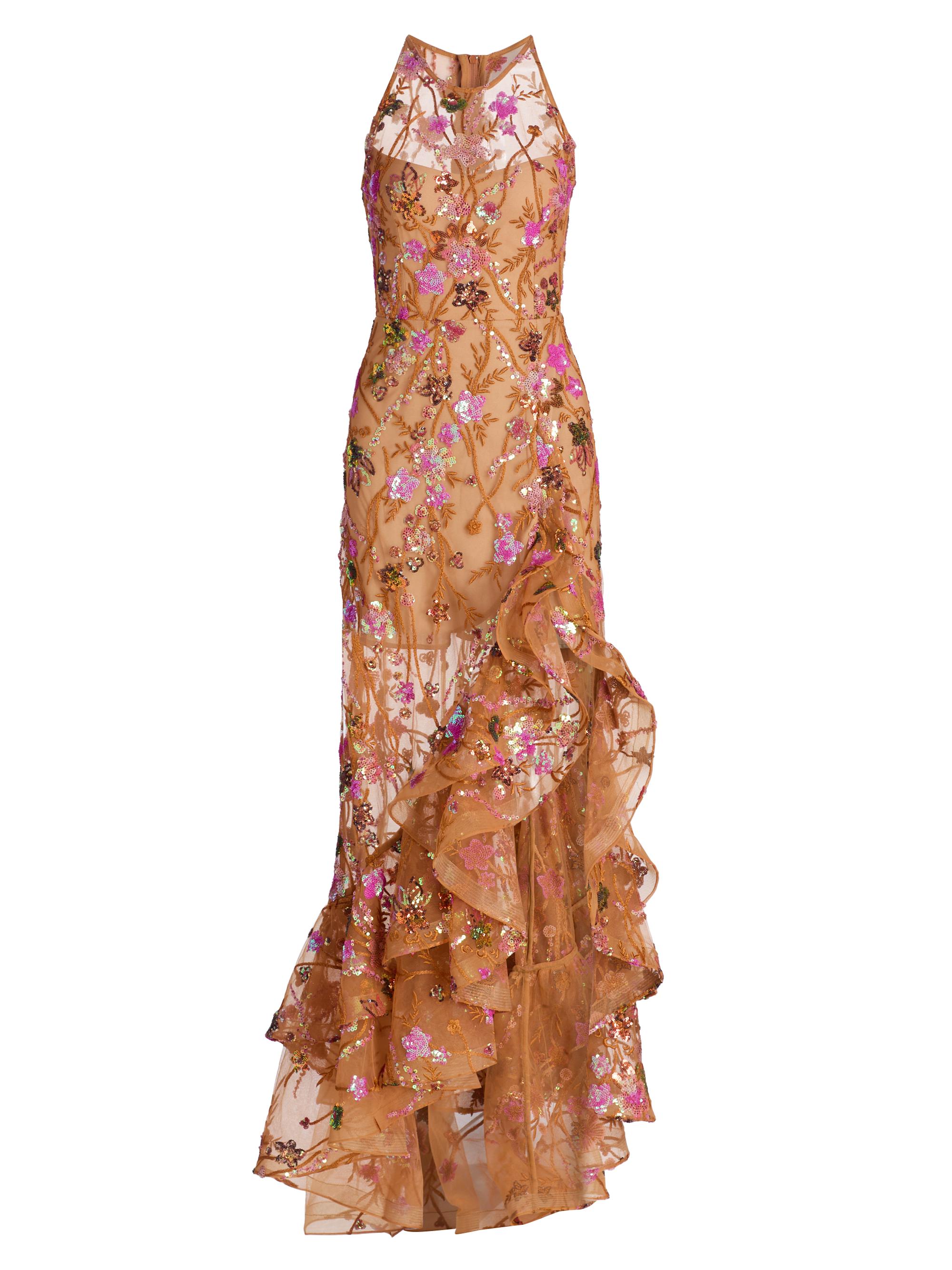 Bronx and Banco Women's Sicilia Sequined Maxi Dress - Coral Multi