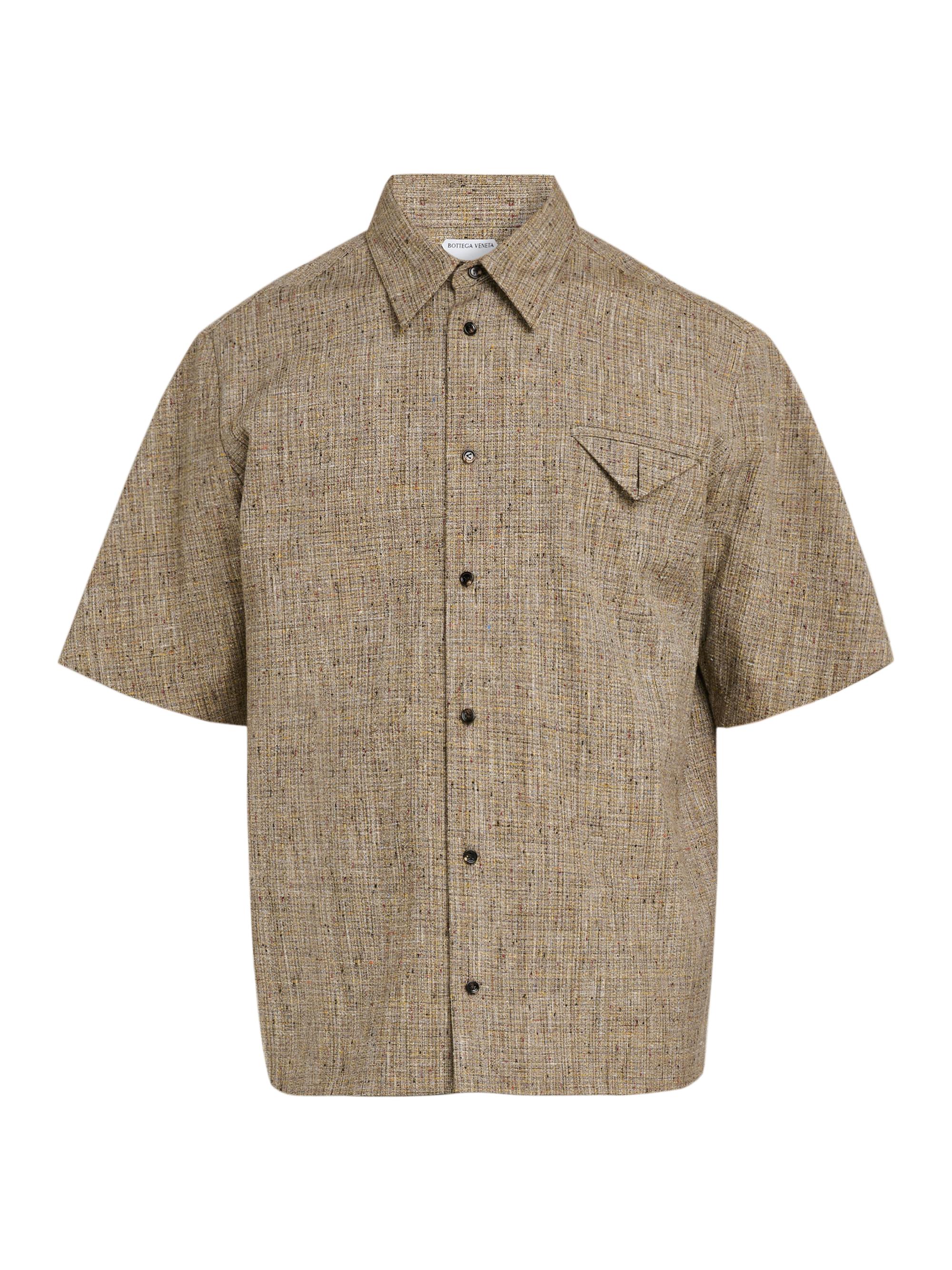 Bottega Veneta Men's Tweed Button-Front Shirt - Sahara Melange Multi