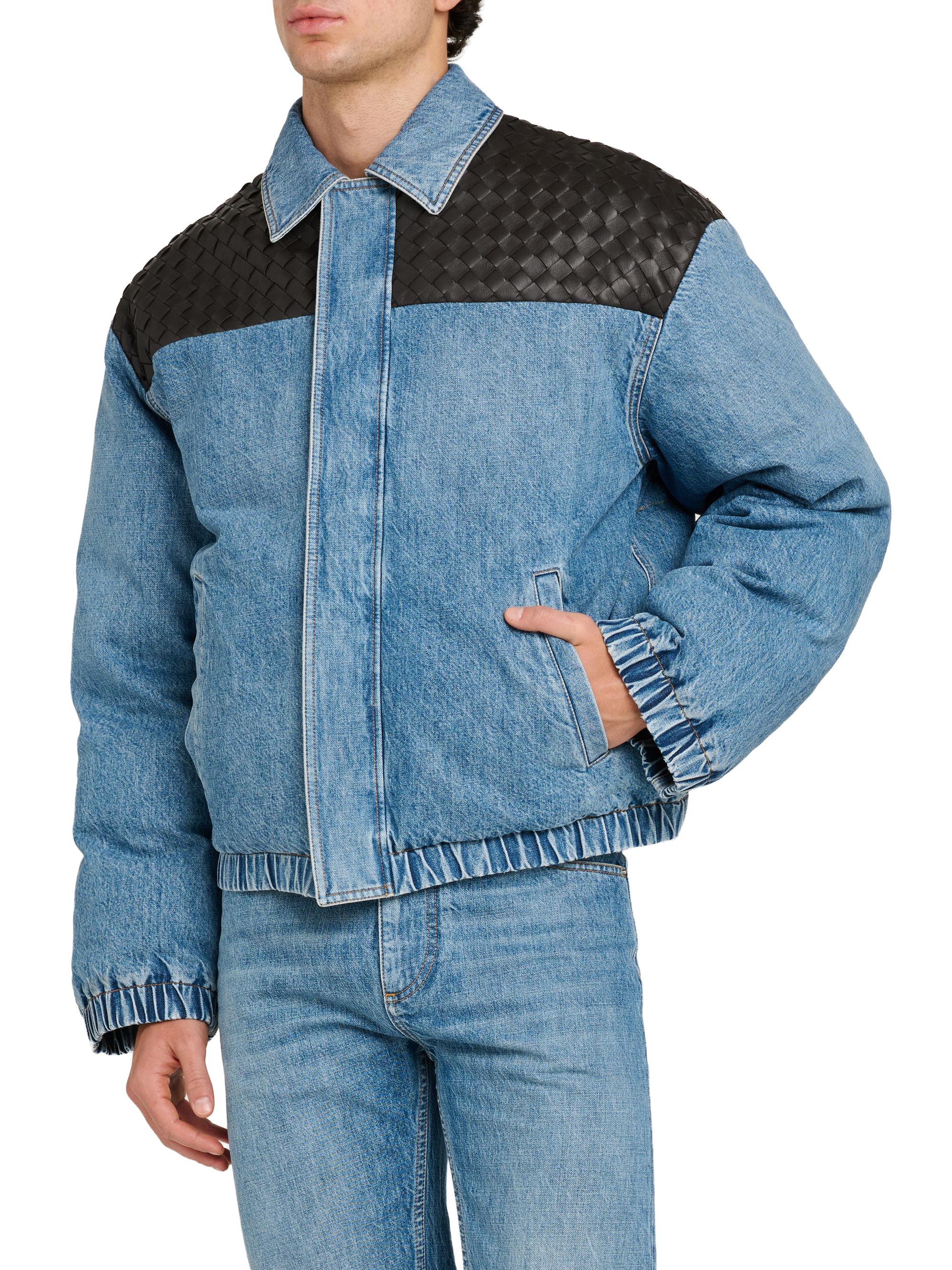 Bottega Veneta Vintage Indigo-Washed Denim & Leather-Trim Jacket
