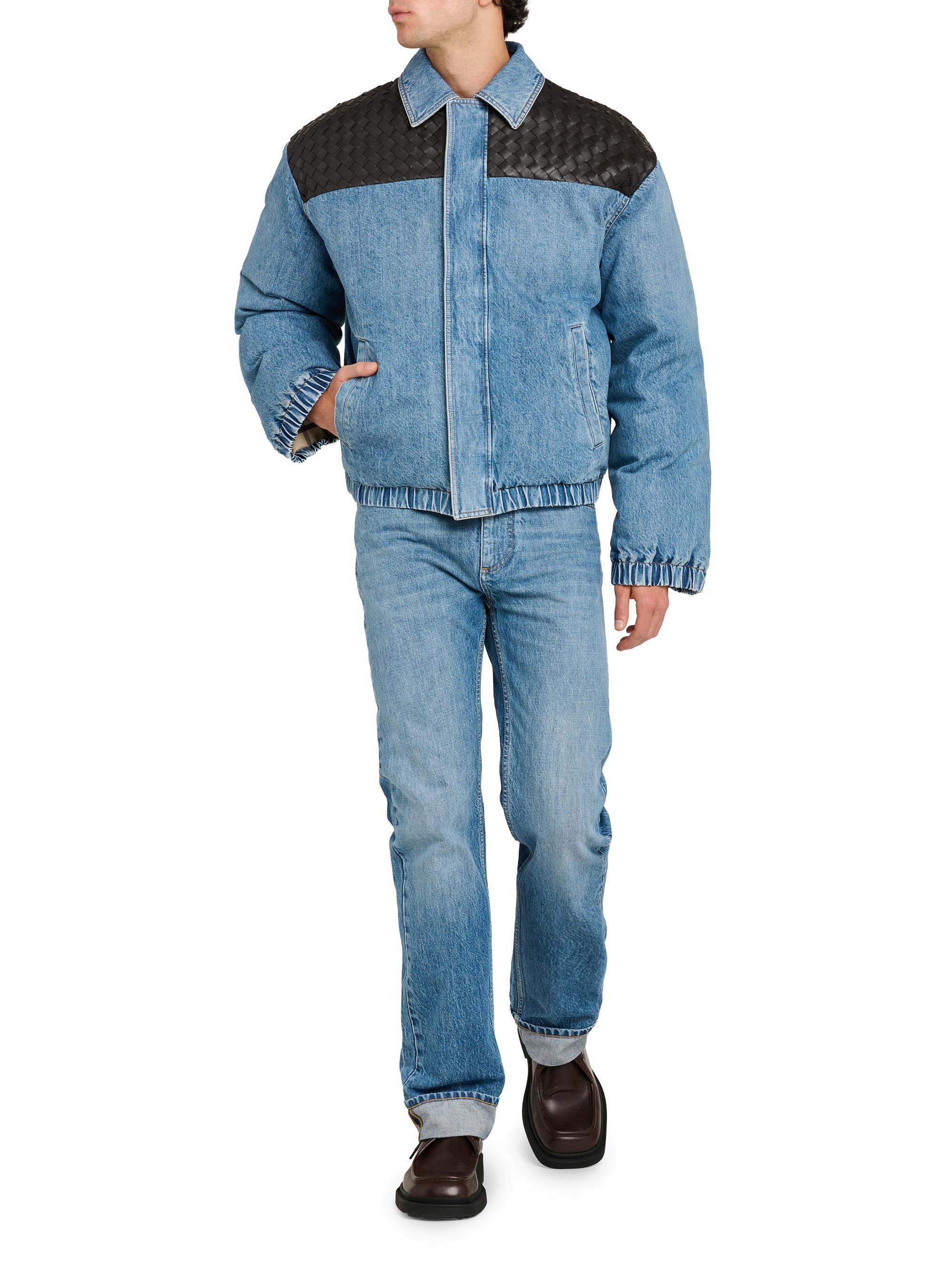 Bottega Veneta Vintage Indigo-Washed Denim & Leather-Trim