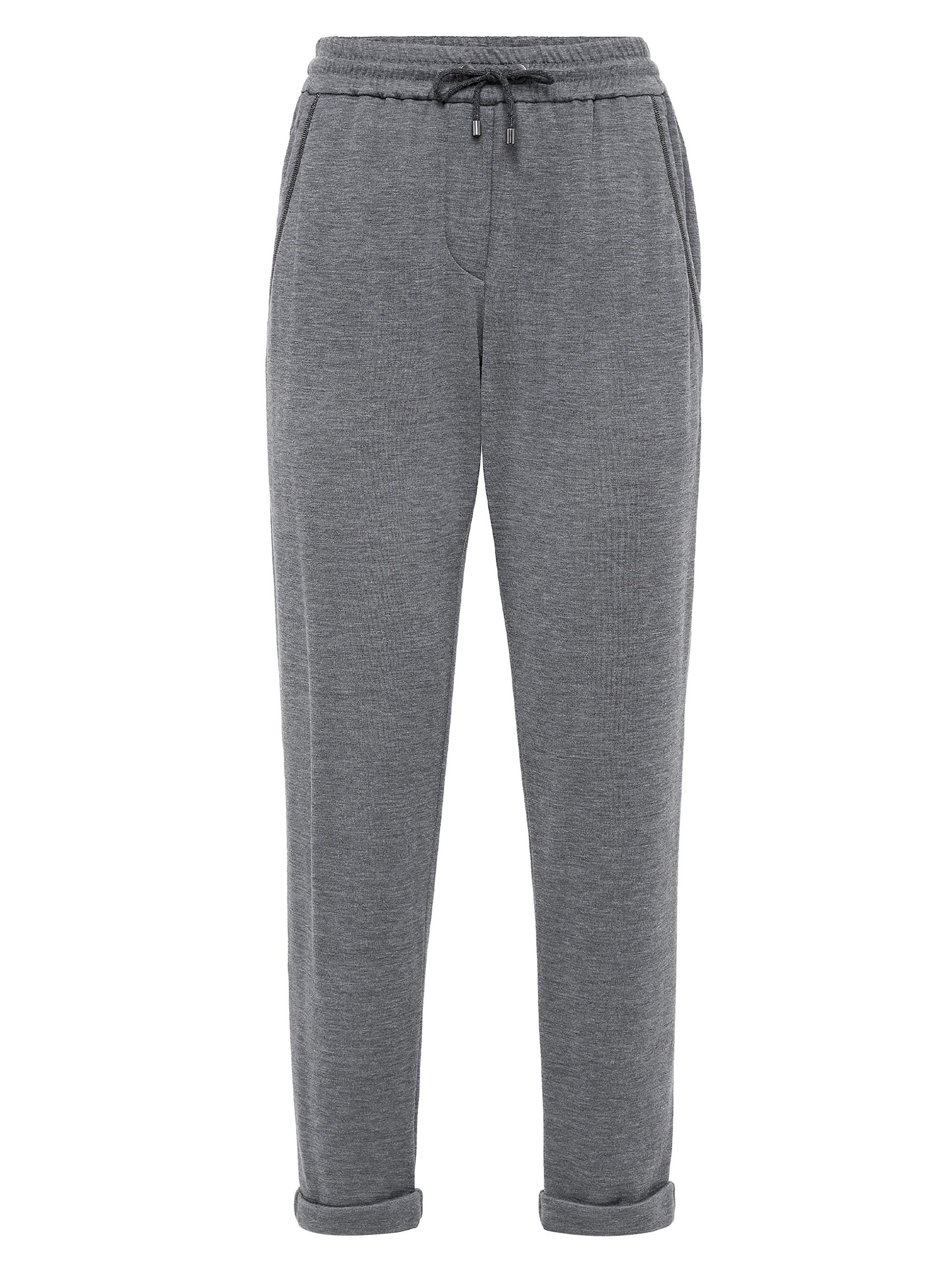 Brunello Cucinelli Women's Cotton and Silk Interlock Trousers - Dark Grey