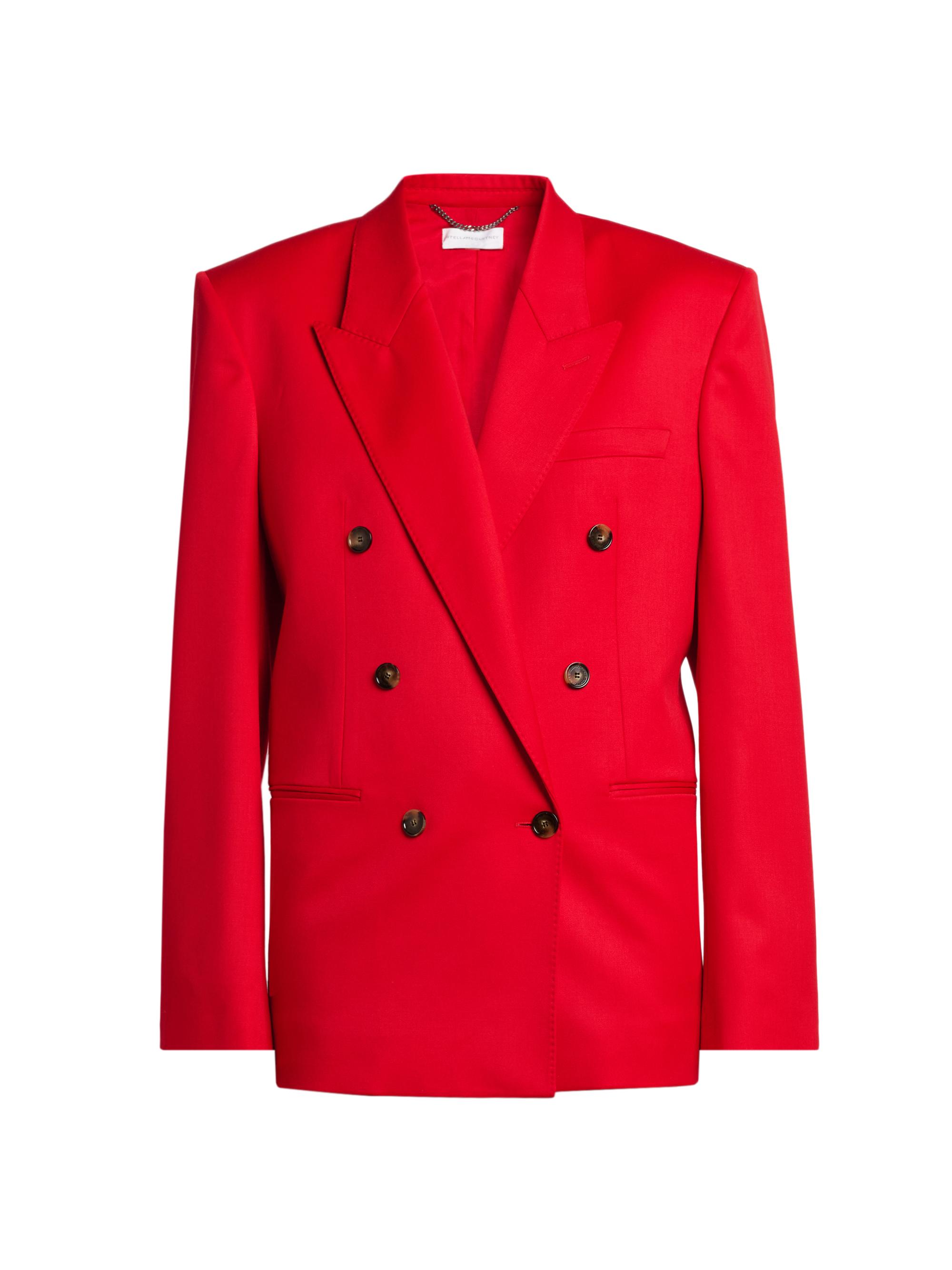 Stella McCartney Women's Shiny Tailoring Double-Breasted Blazer - Lipstick Red