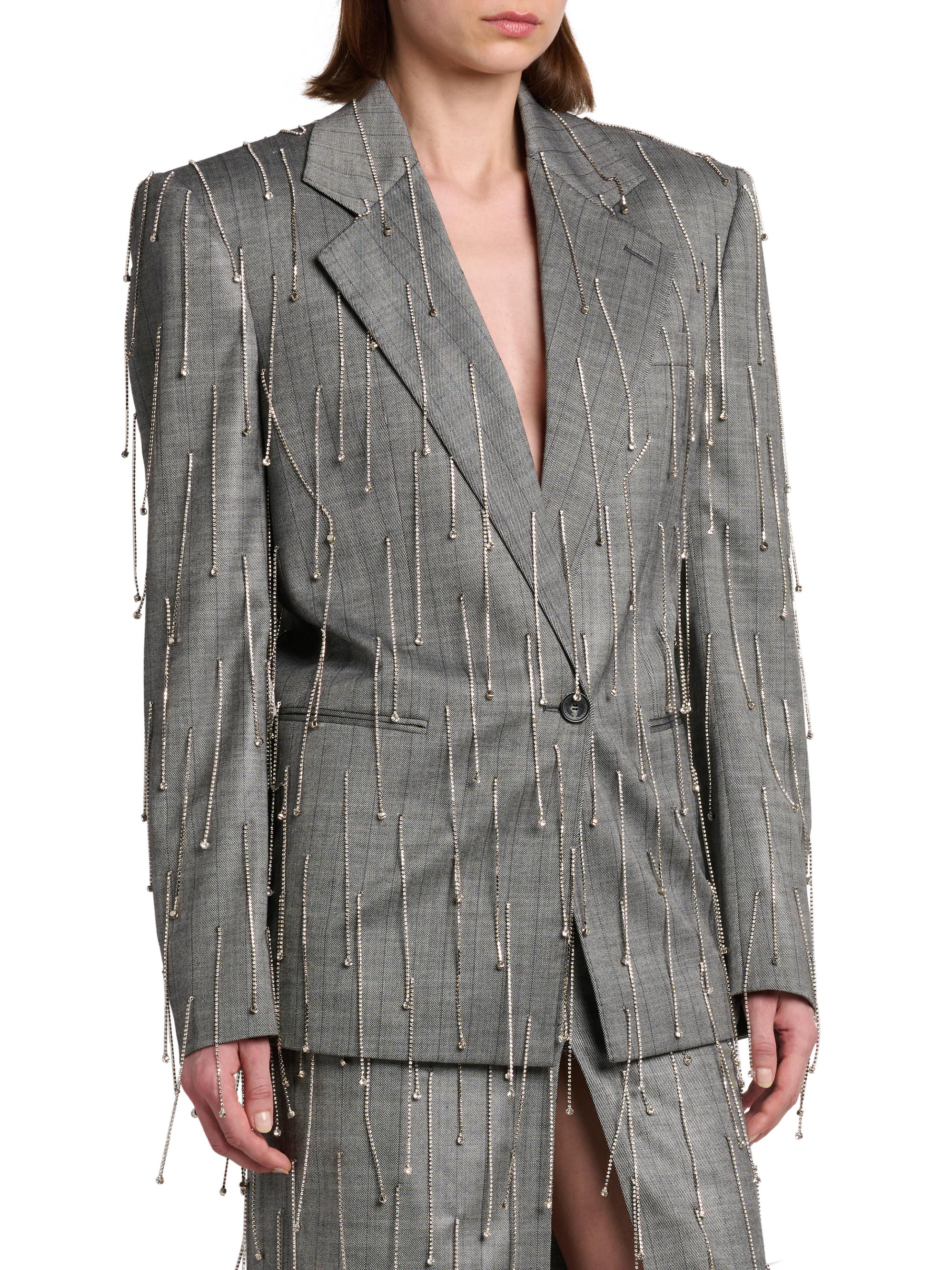 Stella McCartney Fringed Pinstriped Jacket | Saks Fifth Avenue