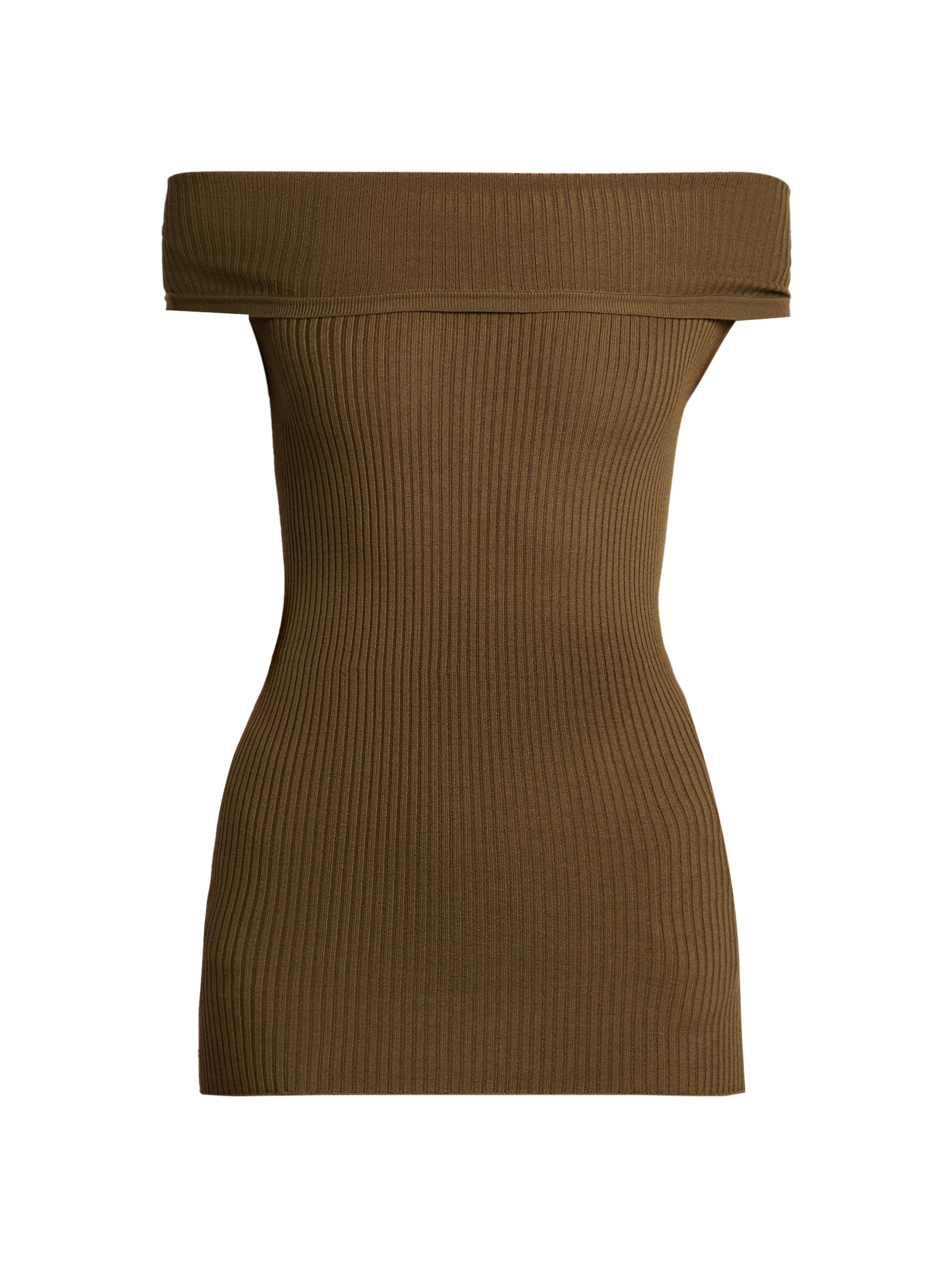 Stella McCartney Women's Light Ribbed Off-The-Shoulder Top - Olive