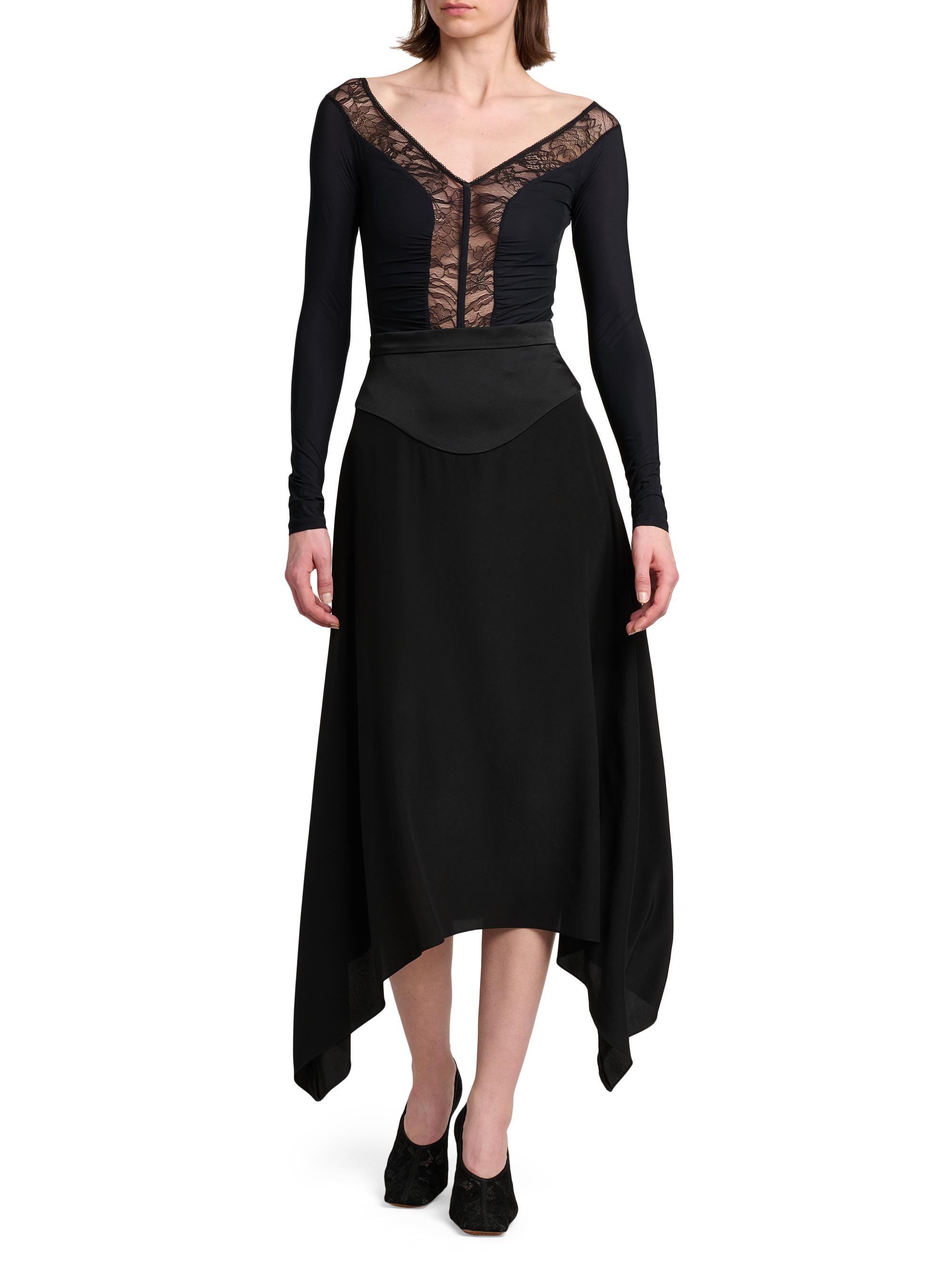 Lace-Trimmed V-Neck Bodysuit