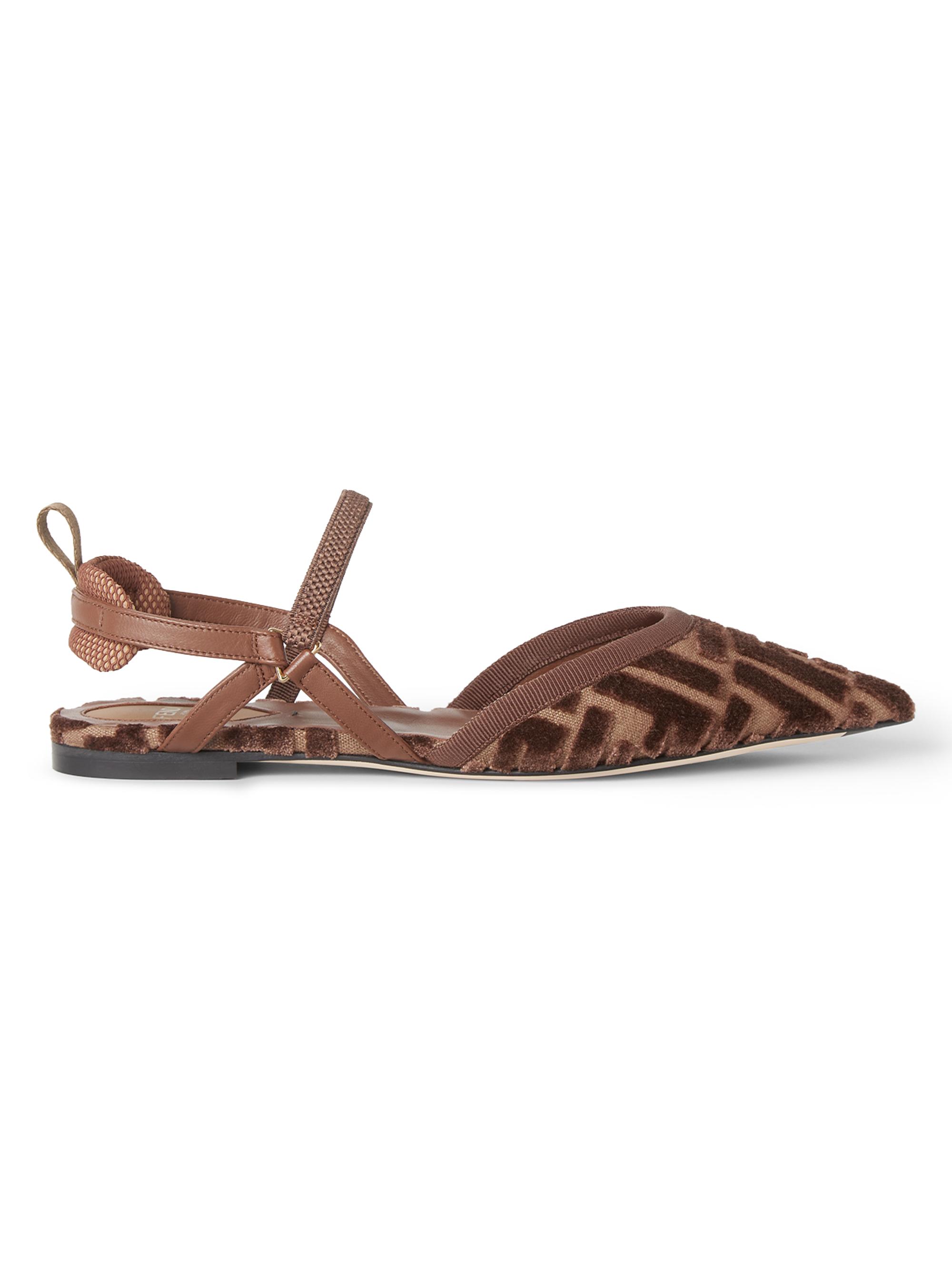 Fendi Women's Colibri Velvet Ballet Flats - Chocolate