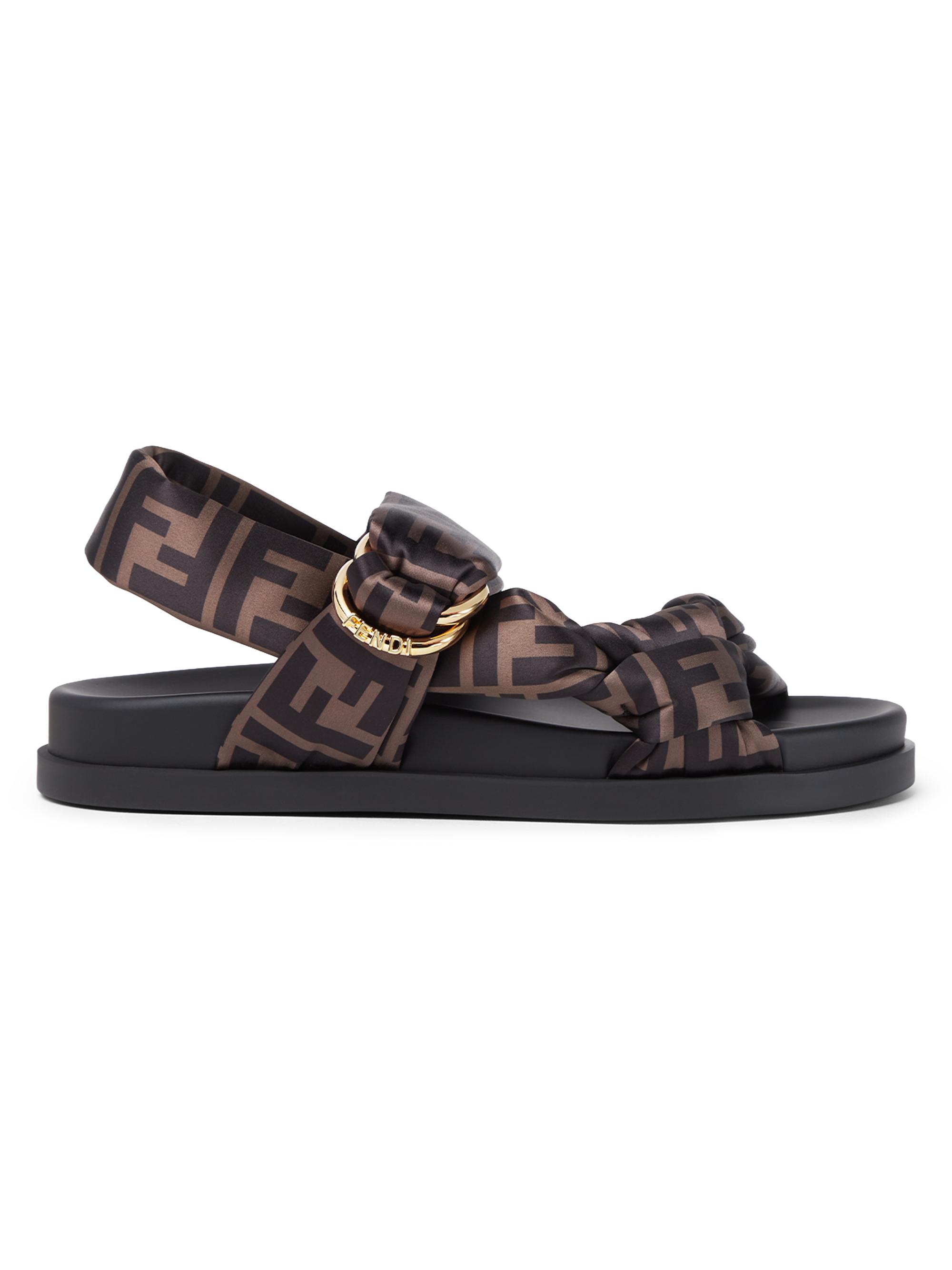 Fendi FF Monogram Satin Ruched Sport Sandals | Saks Fifth Avenue