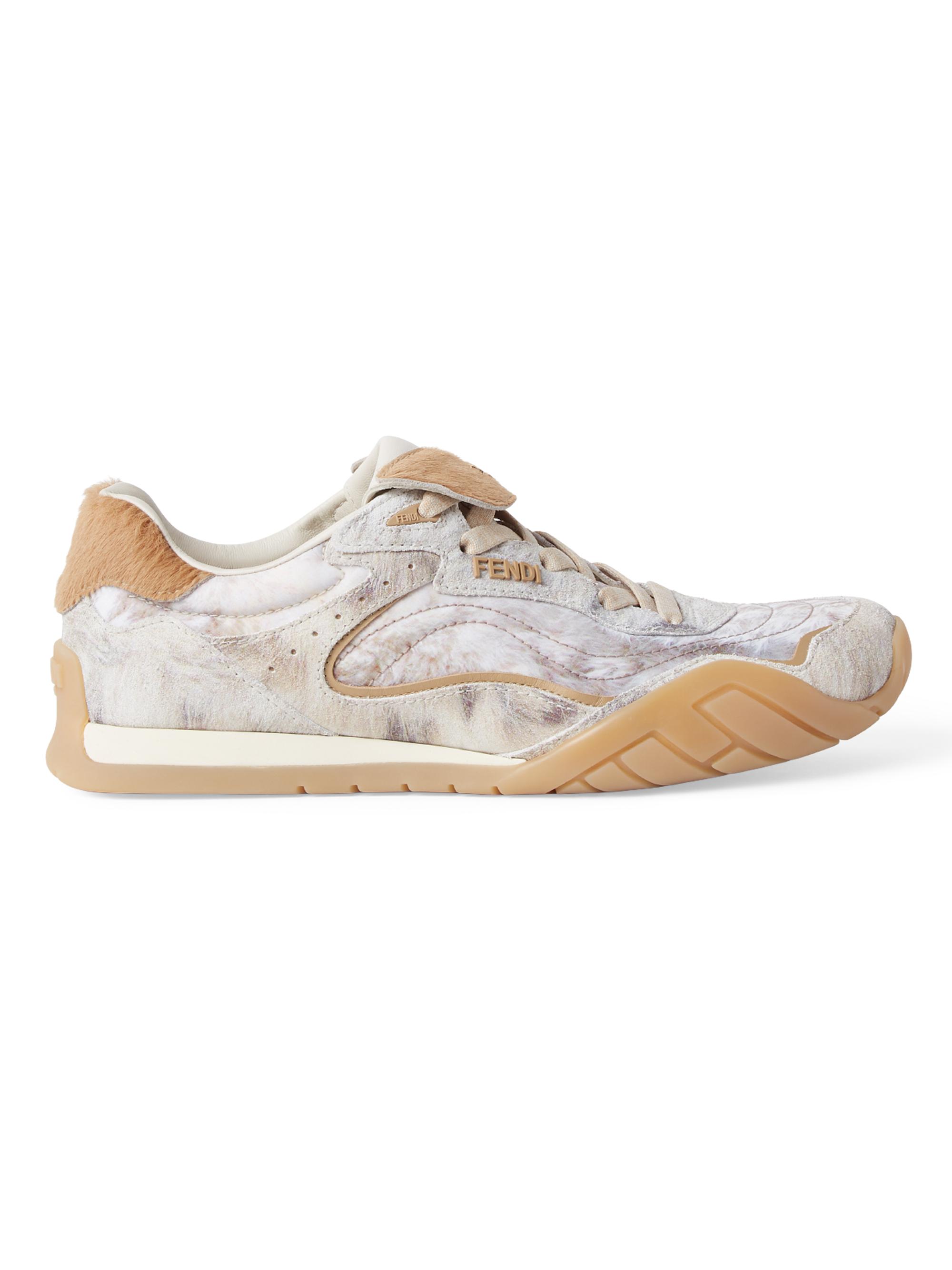 Fendi Women's New  Calf Hair & Leather Low-Top Sneakers - Natural Sand