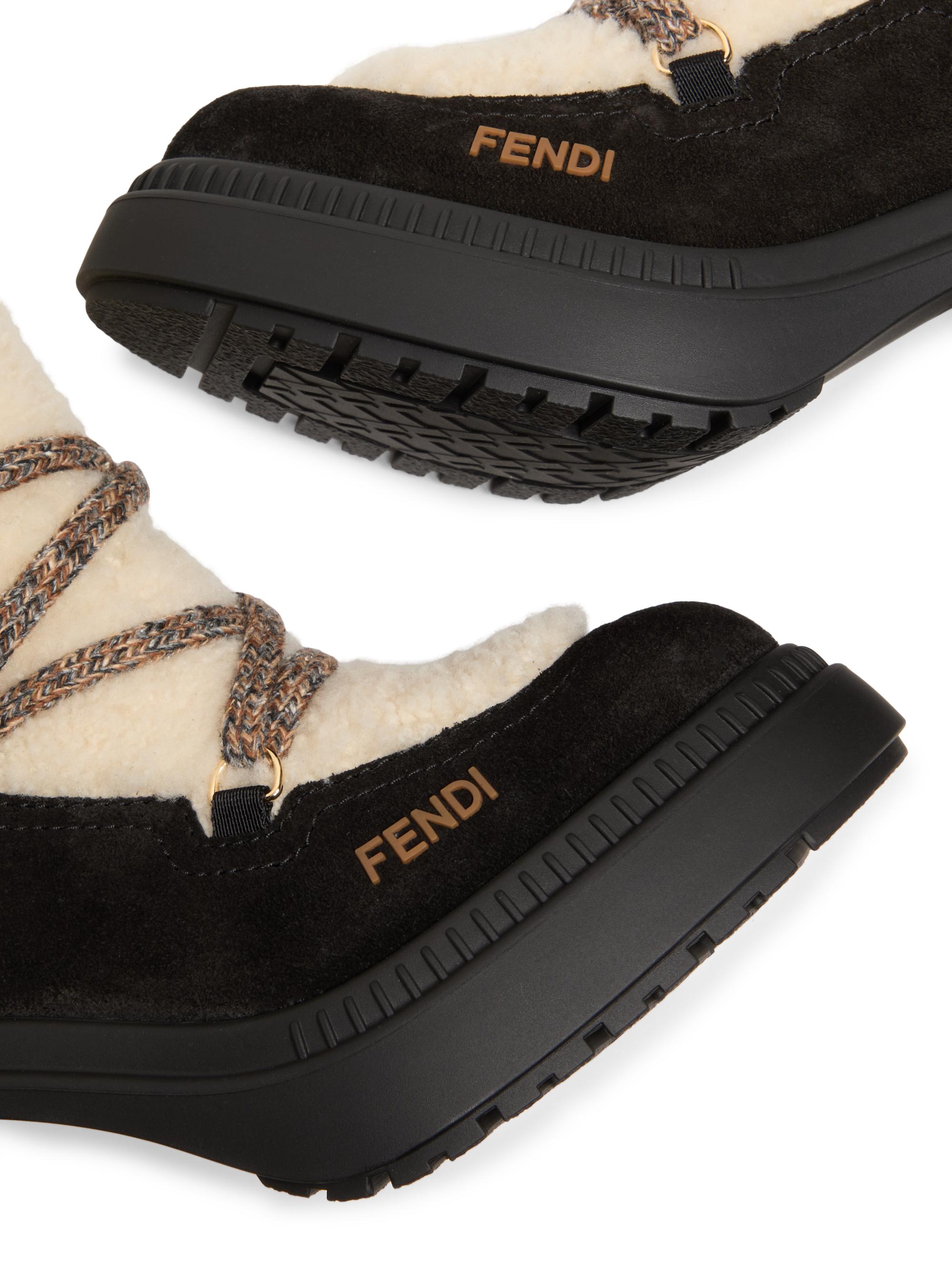 Fendi Leather & Shearling 55MM Heeled Ski Boots | Saks Fifth Avenue
