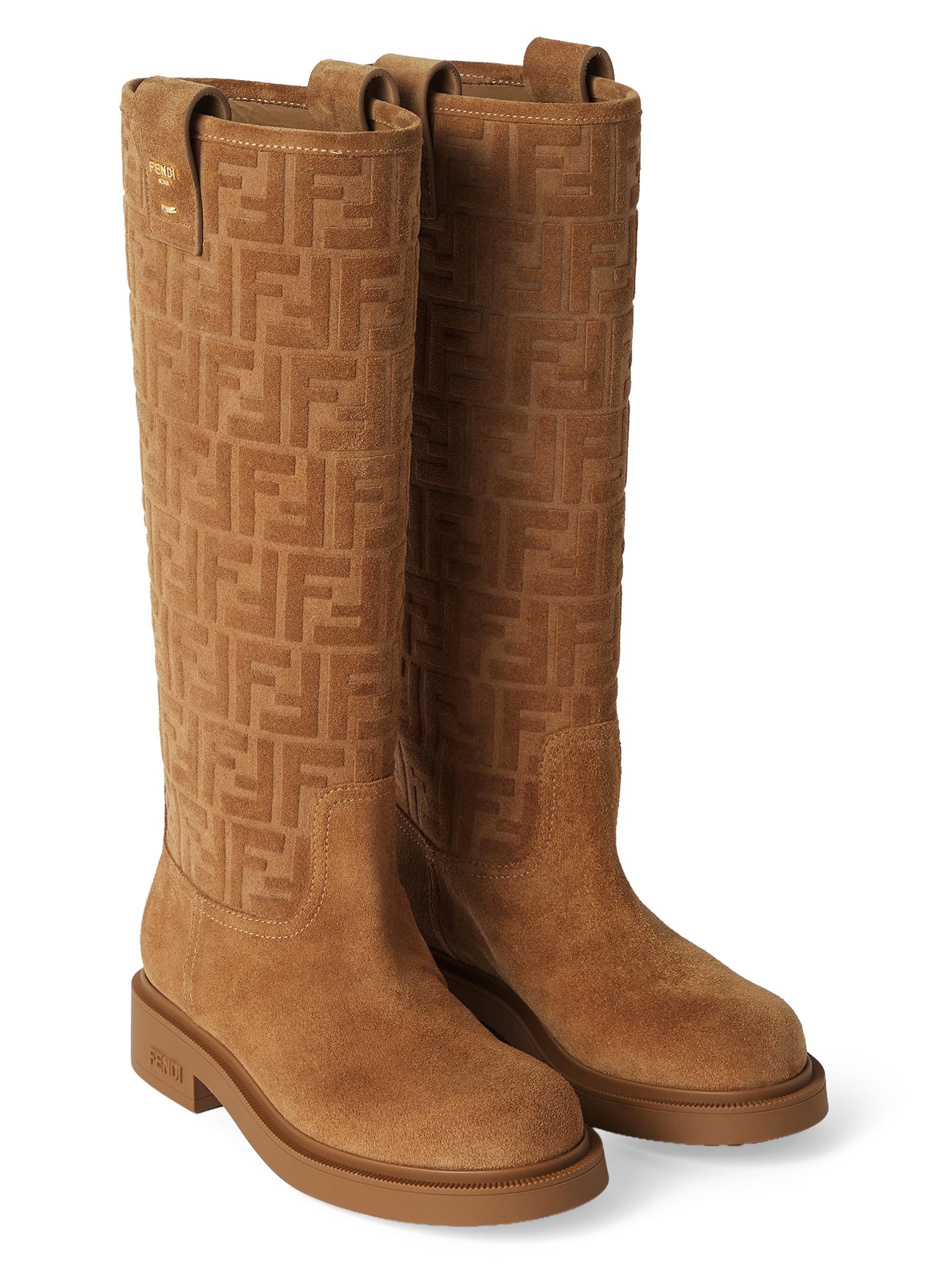 Fendi Filo Monogram Suede Knee Boots | Saks Fifth Avenue