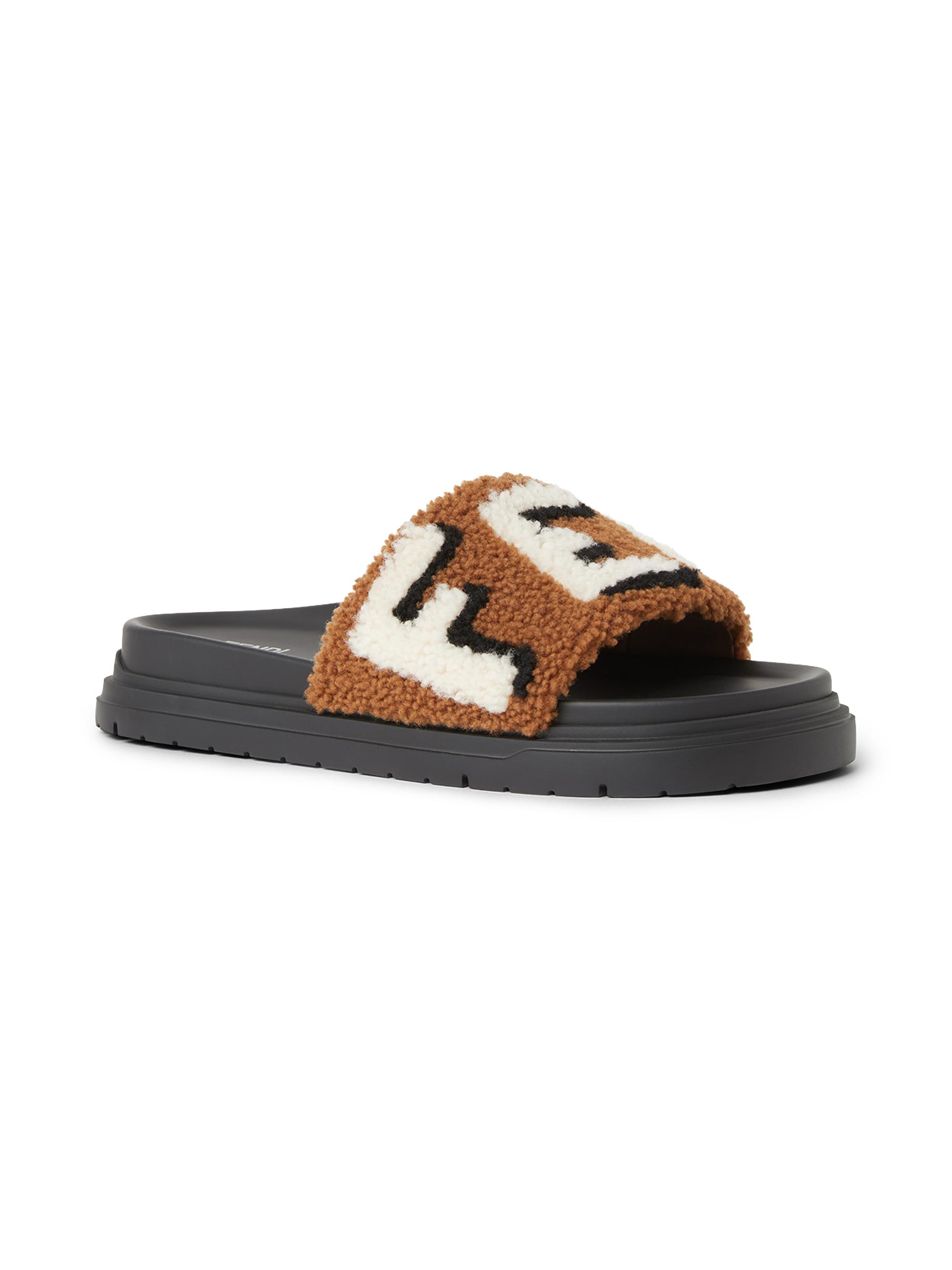 Fendi Logo Shearling Slide Sandals | Saks Fifth Avenue display picture 2