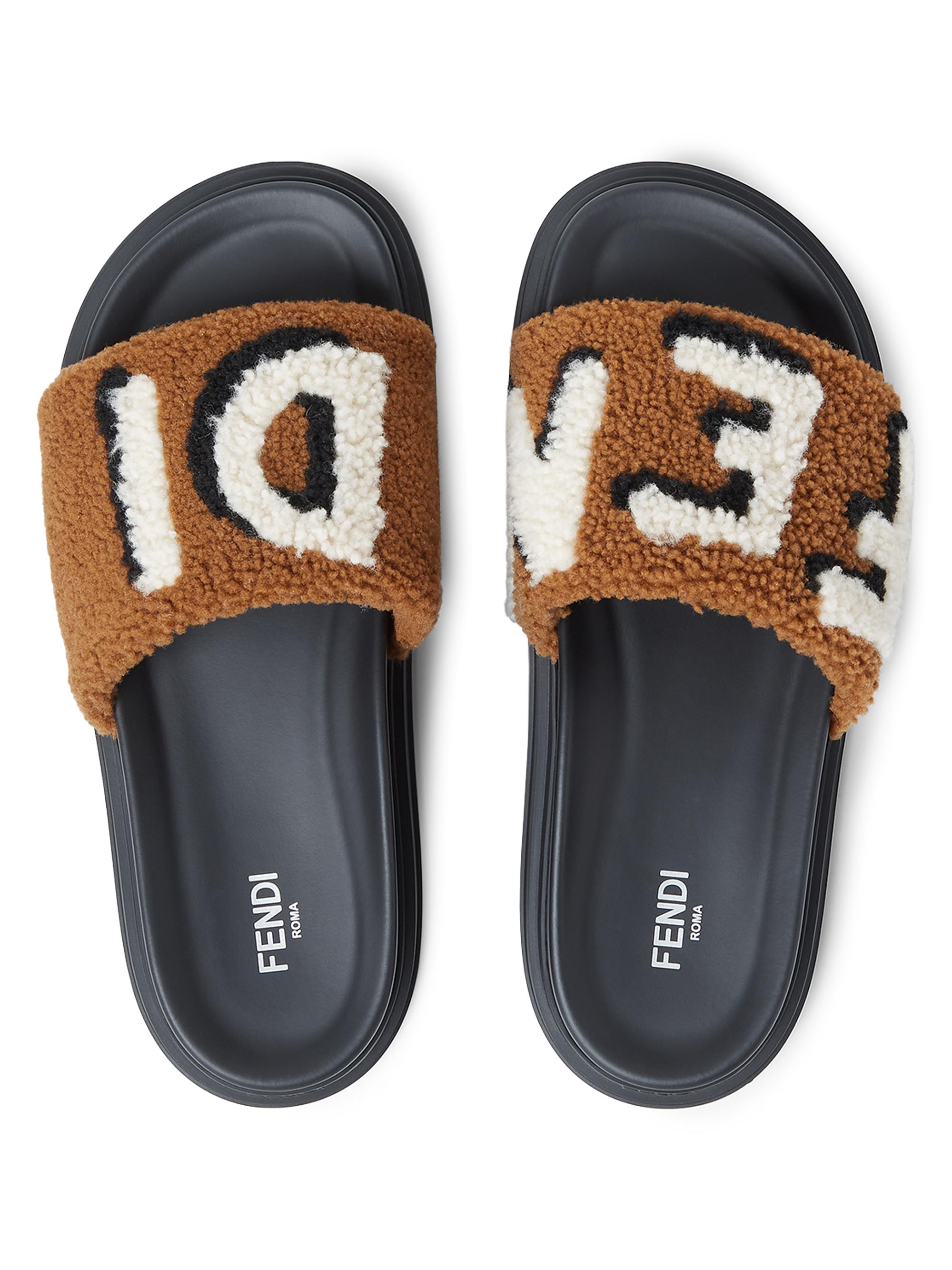 Fndiページ Fendi Logo Shearling Slide Sandals | Saks Fifth Avenue