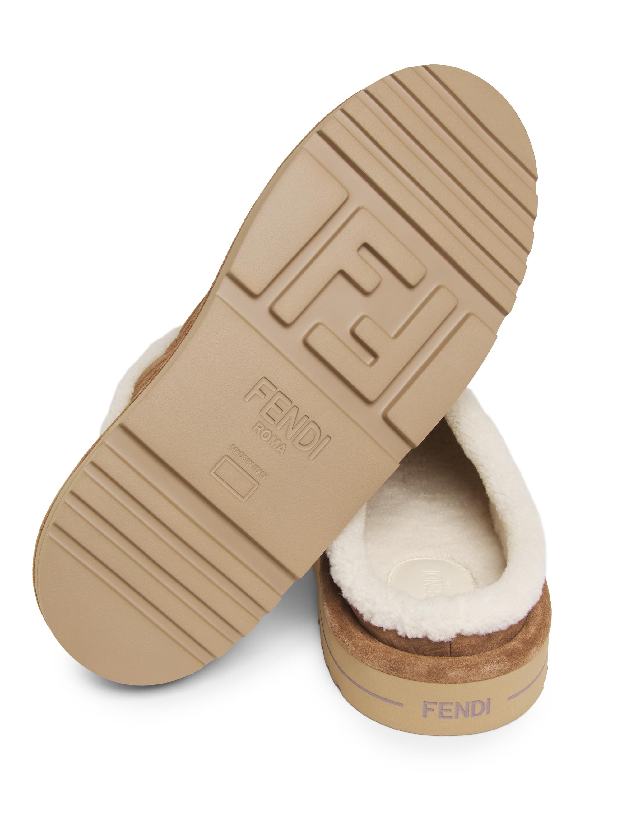 Fendi Suede Shearling-Lined Sabot Mules | Saks Fifth Avenue