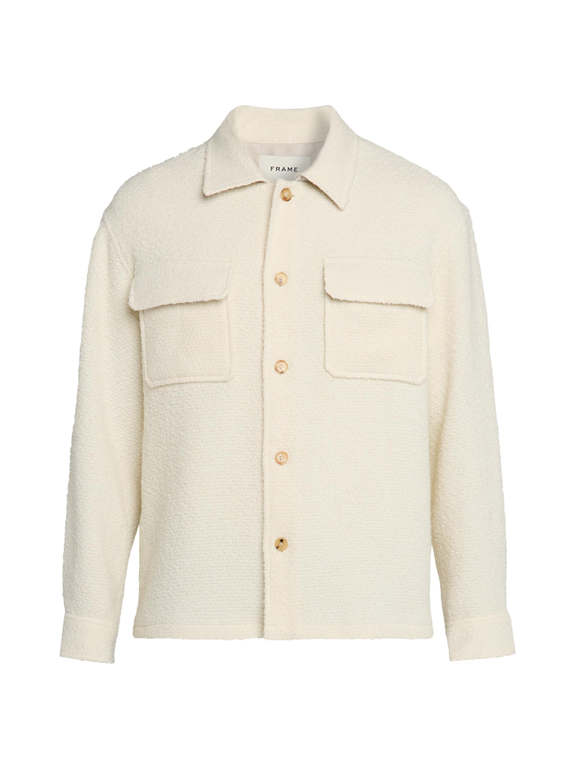Frame Men's Button-Front Tweed Overshirt - Warm White