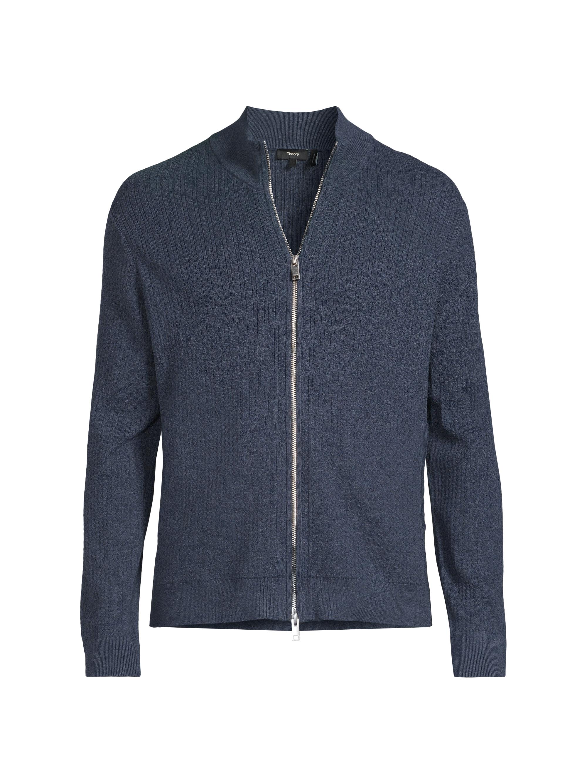 Theory Men's Walton Full-Zip Sweater - Light Baltic Melange
