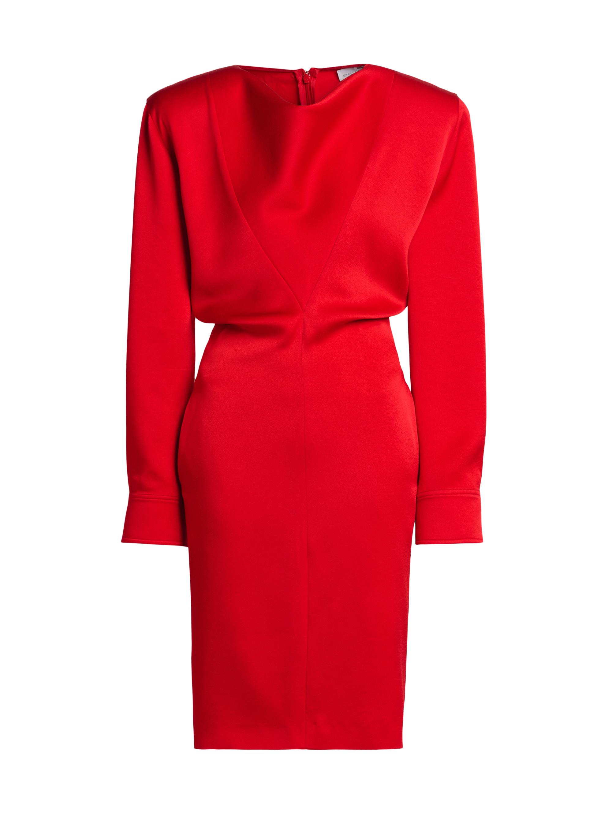 Stella McCartney Women's Satin Long-Sleeve Midi-Dress - Lipstick Red