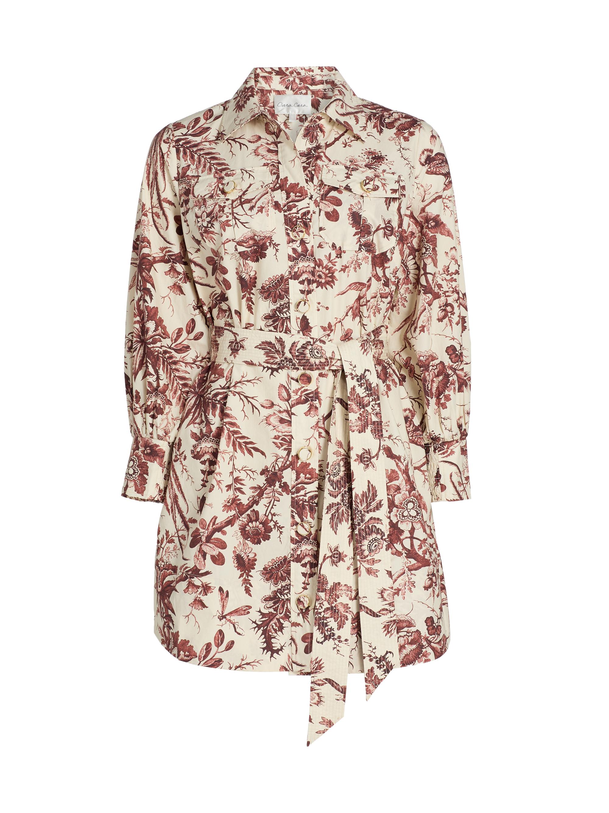 Cara Cara Women's Villena Toile Cotton Poplin Mini-Shirtdress - Flora Toile