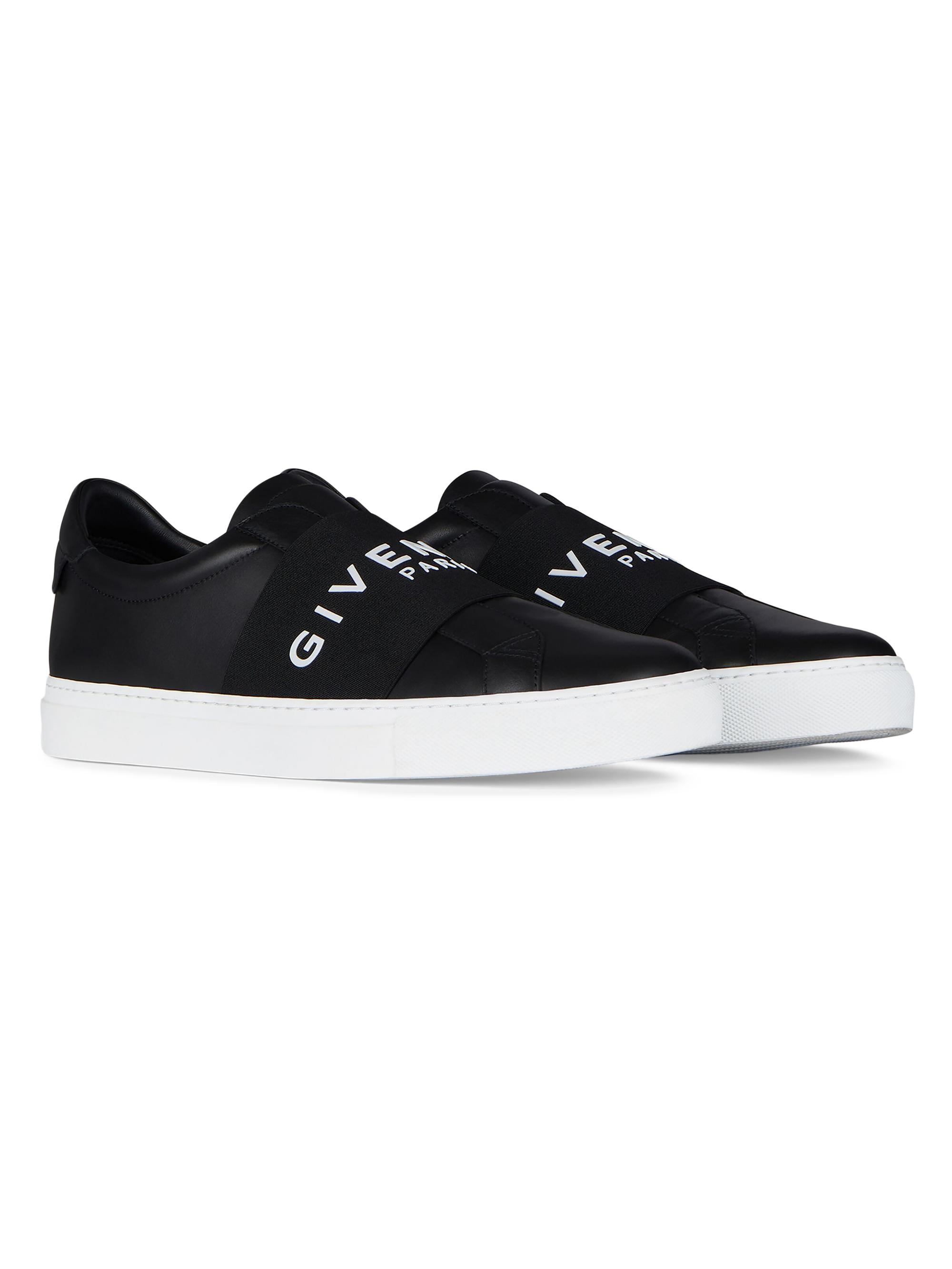 Givenchy Men's Urban Street Sneakers in Leather with Elastic Band - Black - back view in Black