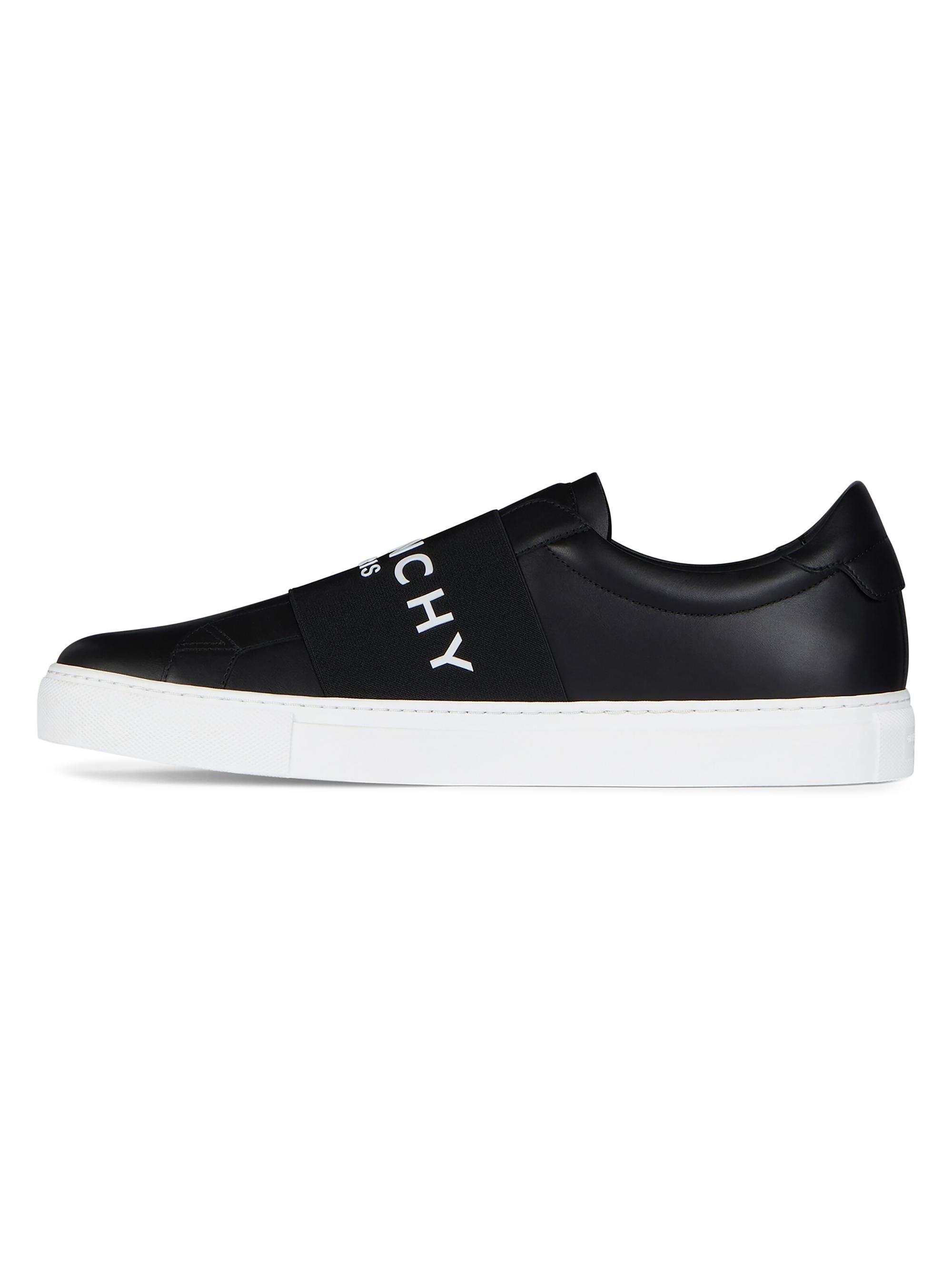 Givenchy Men's Urban Street Sneakers in Leather with Elastic Band - Black - side view in Black