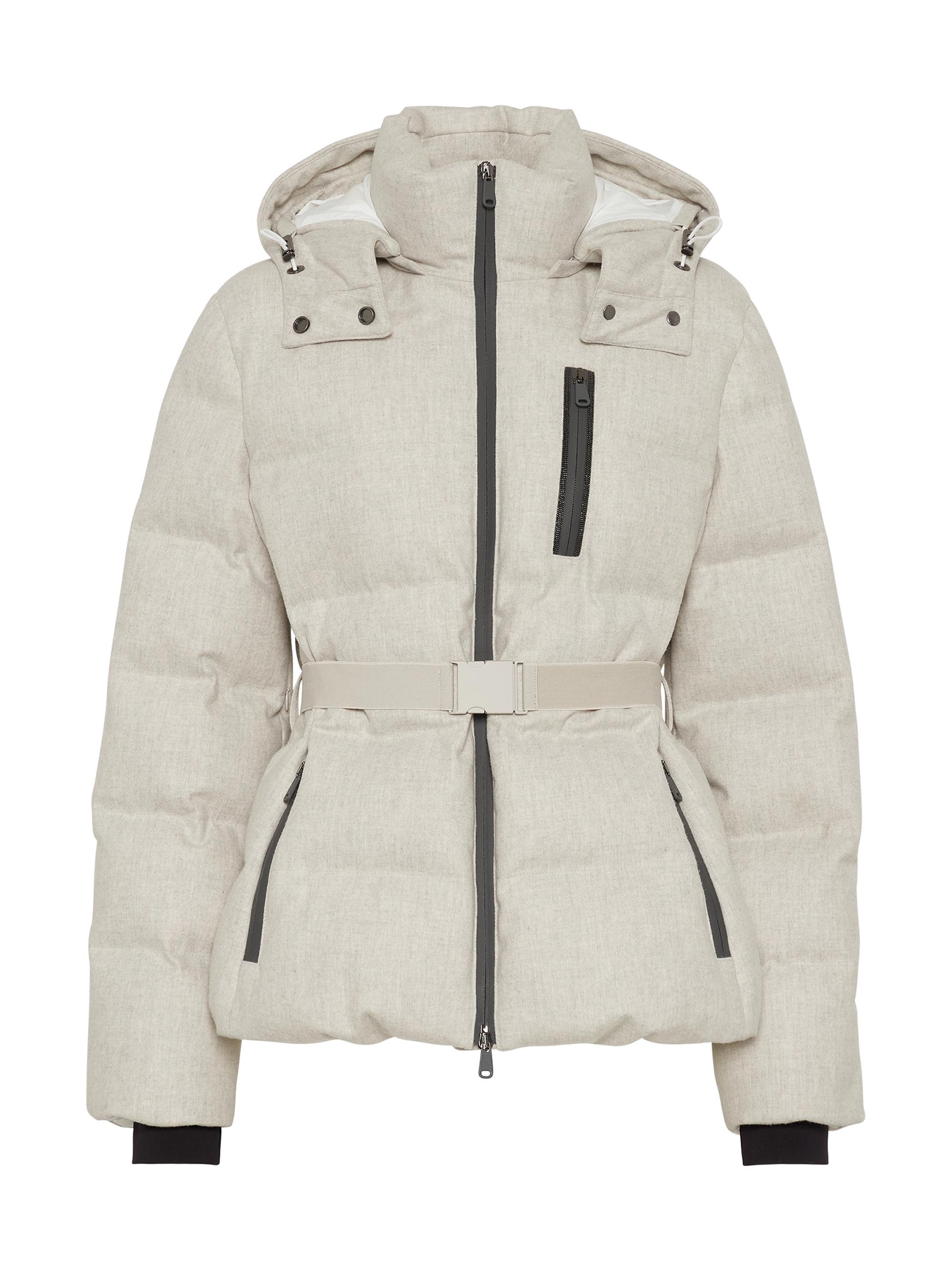 Brunello Cucinelli Women's Bonded Virgin Wool Flannel Mountain Down Jacket - Cool Beige