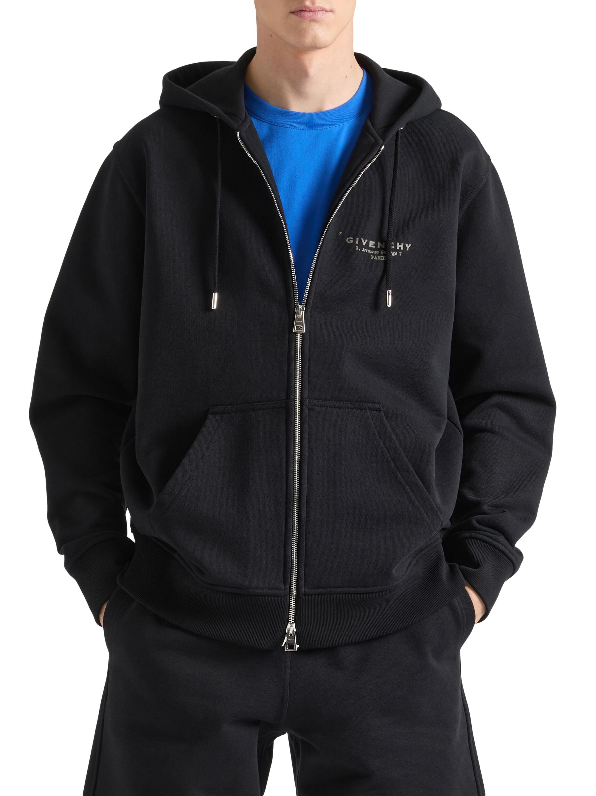 Givenchy Zipped Hoodie in Fleece with Stamp Print | Saks Fifth Avenue