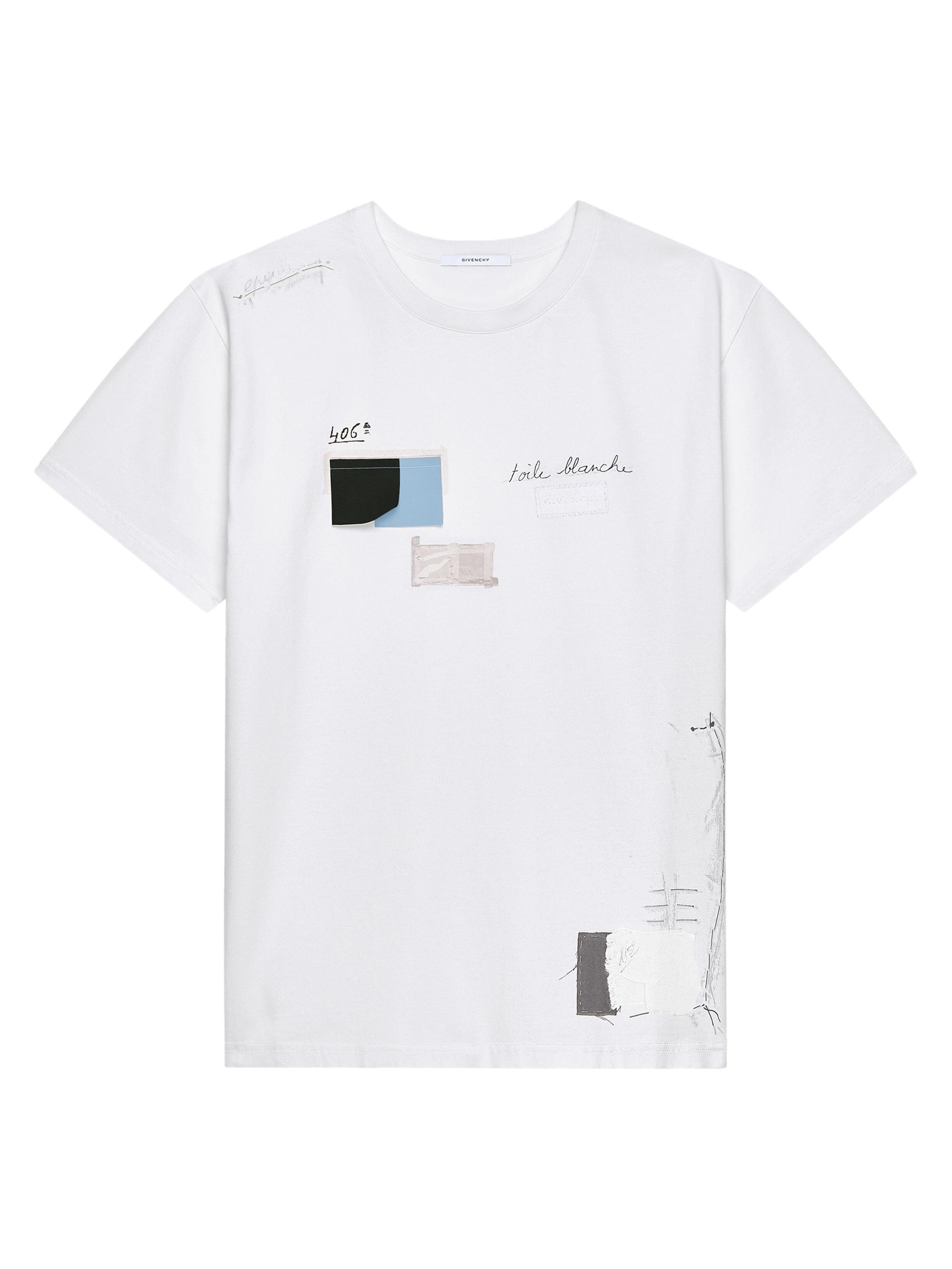 Givenchy Men's T-Shirt in Cotton with Trompe L'Il Pattern - Beige Camel