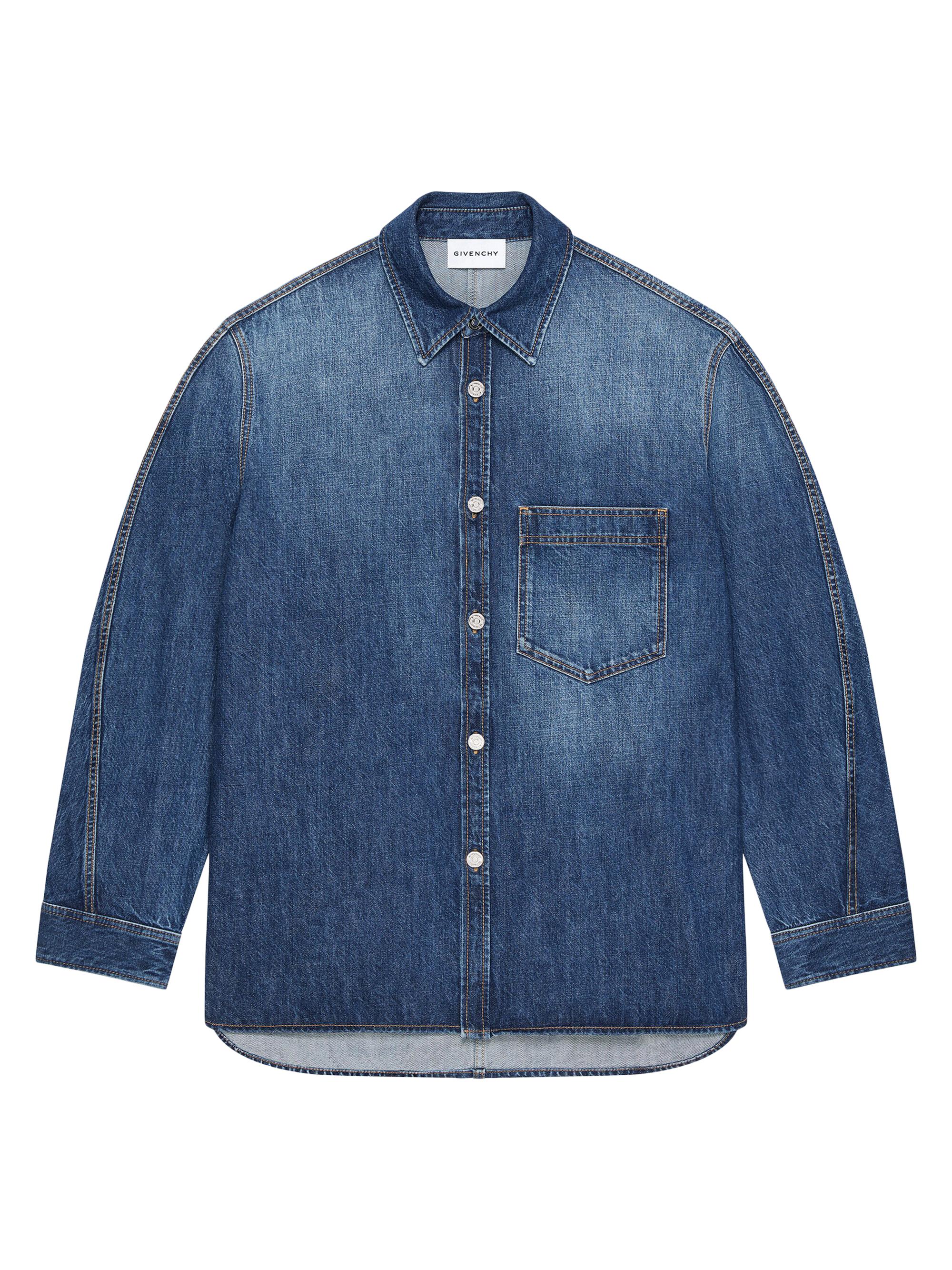 Givenchy Men's Shirt in Washed Denim - Dark Blue